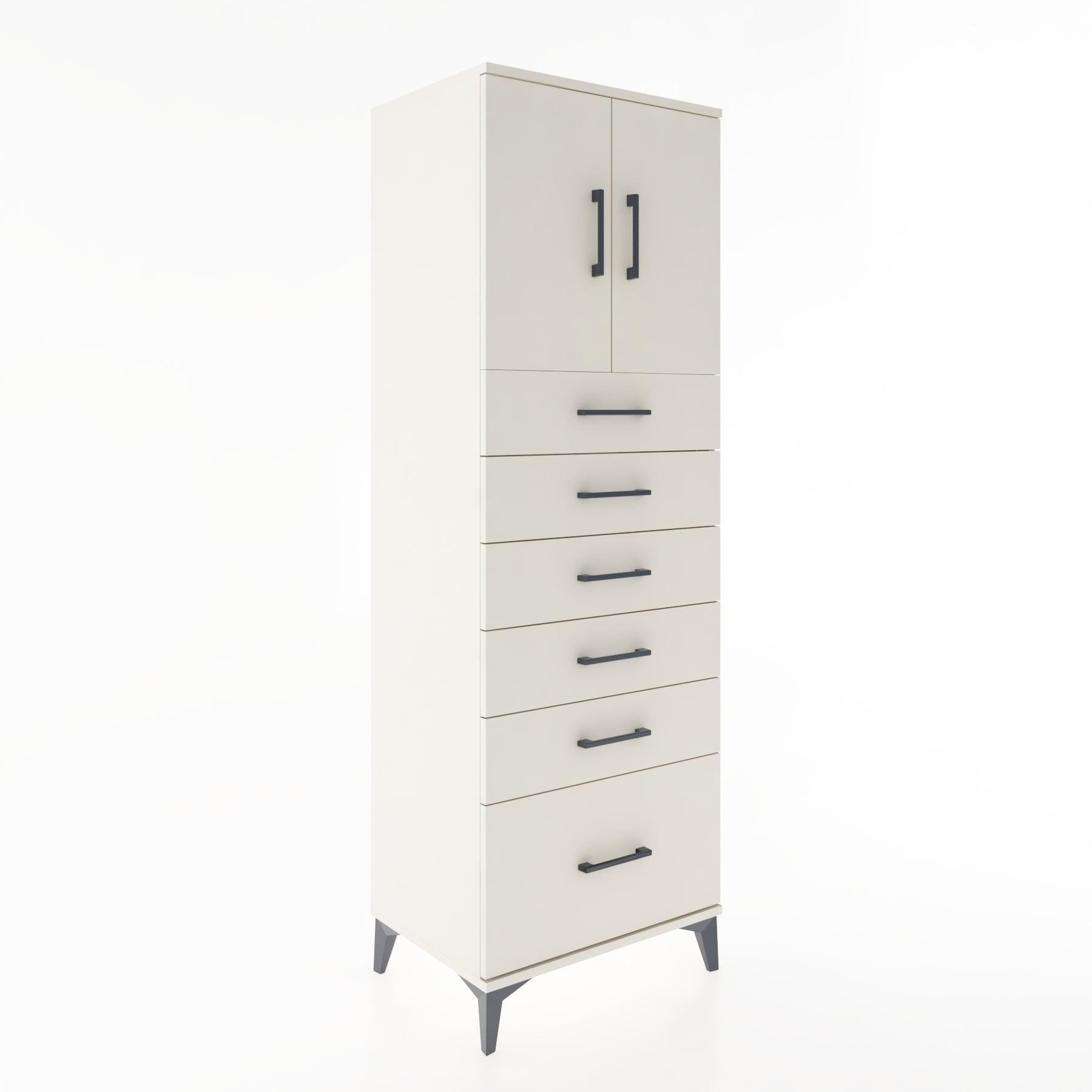 Woodntry Modular Cabinet Moonstone 60x44x170 cm with Doors and Drawers KC11-1