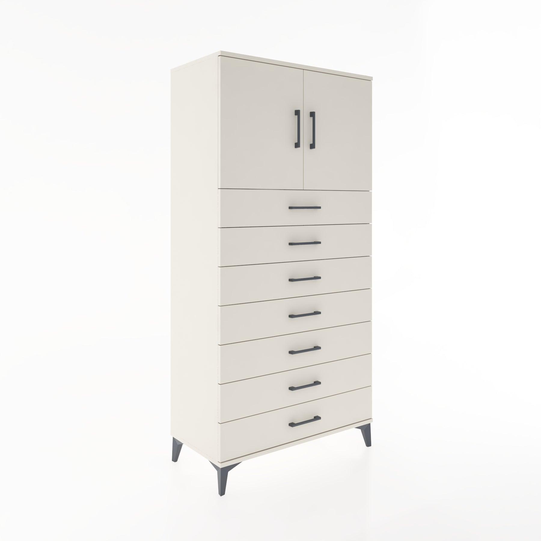 Woodntry Modular Cabinet Moonstone 88x44x170 cm with Doors and Drawers KC2-1