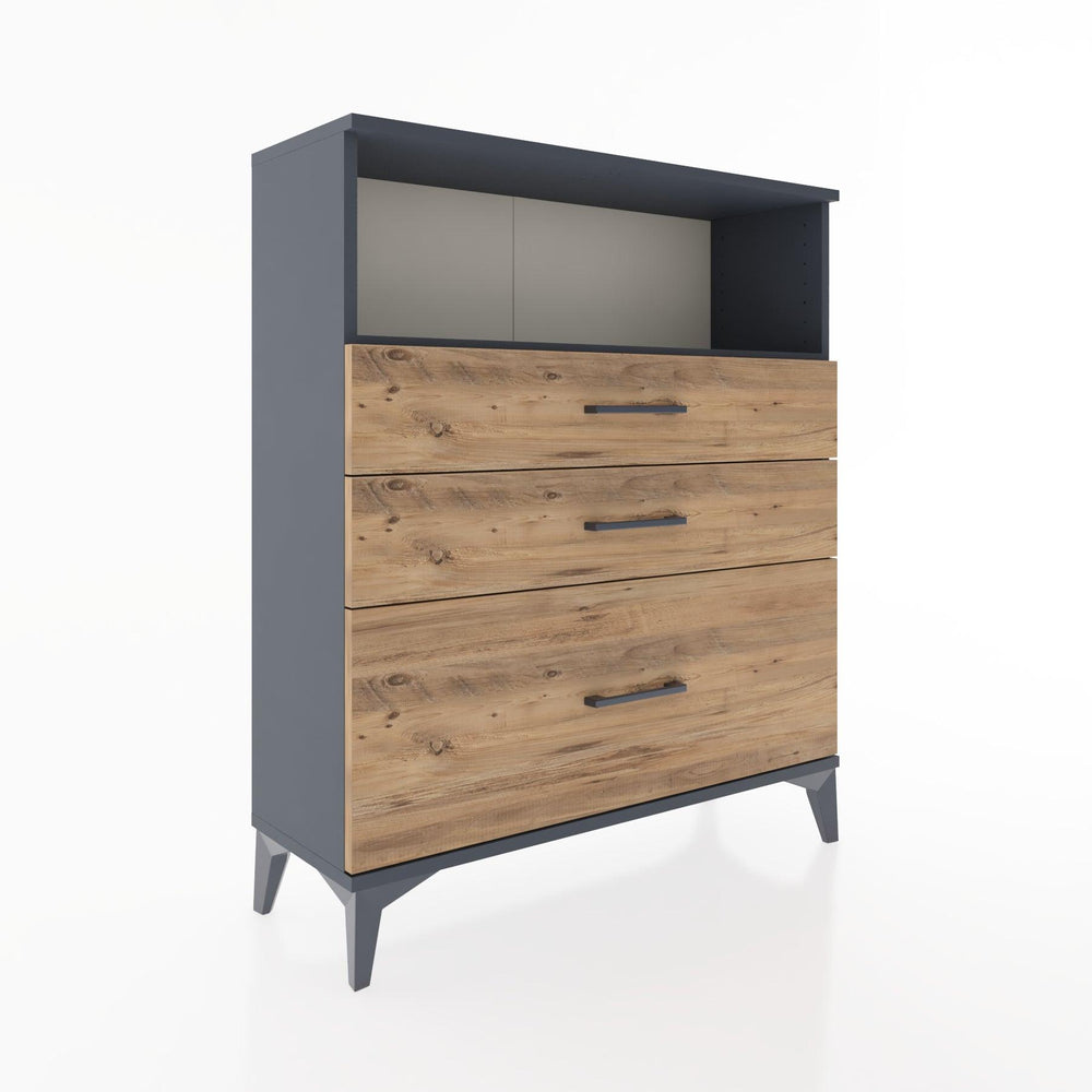 Woodntry Modüler Şifonyer Antrasit 88x30x94 cm Çekmeceli ve Raflı CR13-2