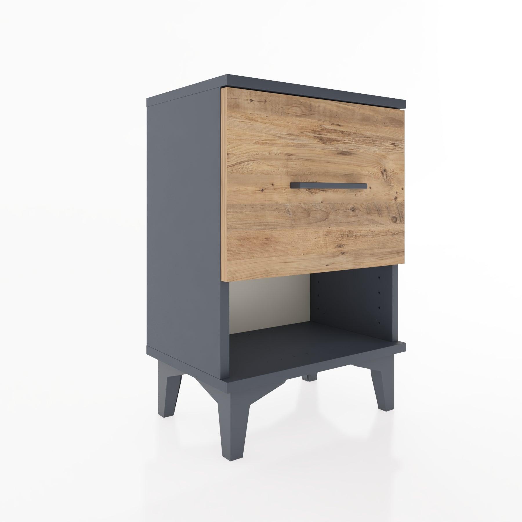 Woodntry Modüler Komodin Tek Çekmece ve Raflı 44x30x52 cm Antrasit - Woodntry