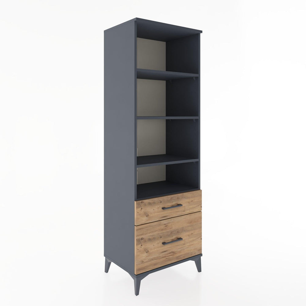 Woodntry Modüler Dolap Antrasit 60x44x170 cm Çekmeceli ve Raflı CR43-2