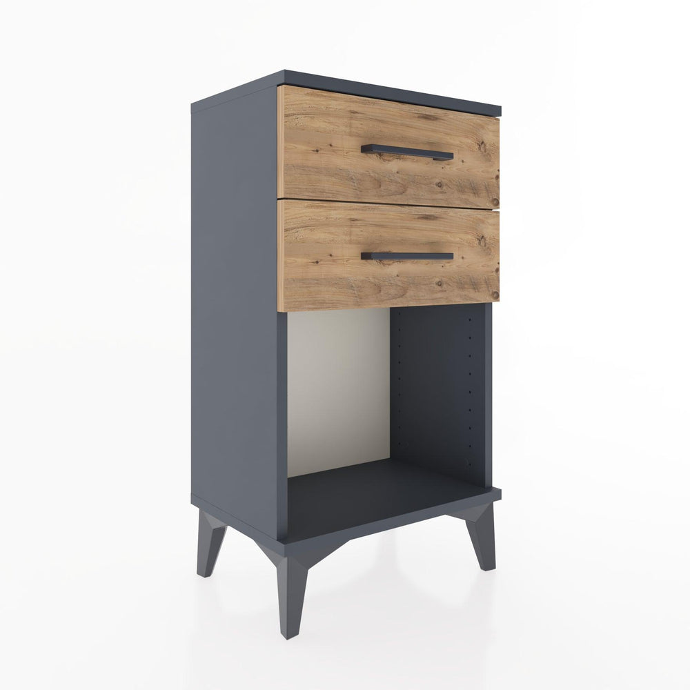 Woodntry Modüler Komodin 2 Çekmece ve Raflı V1 44x30x68 cm Antrasit - Woodntry