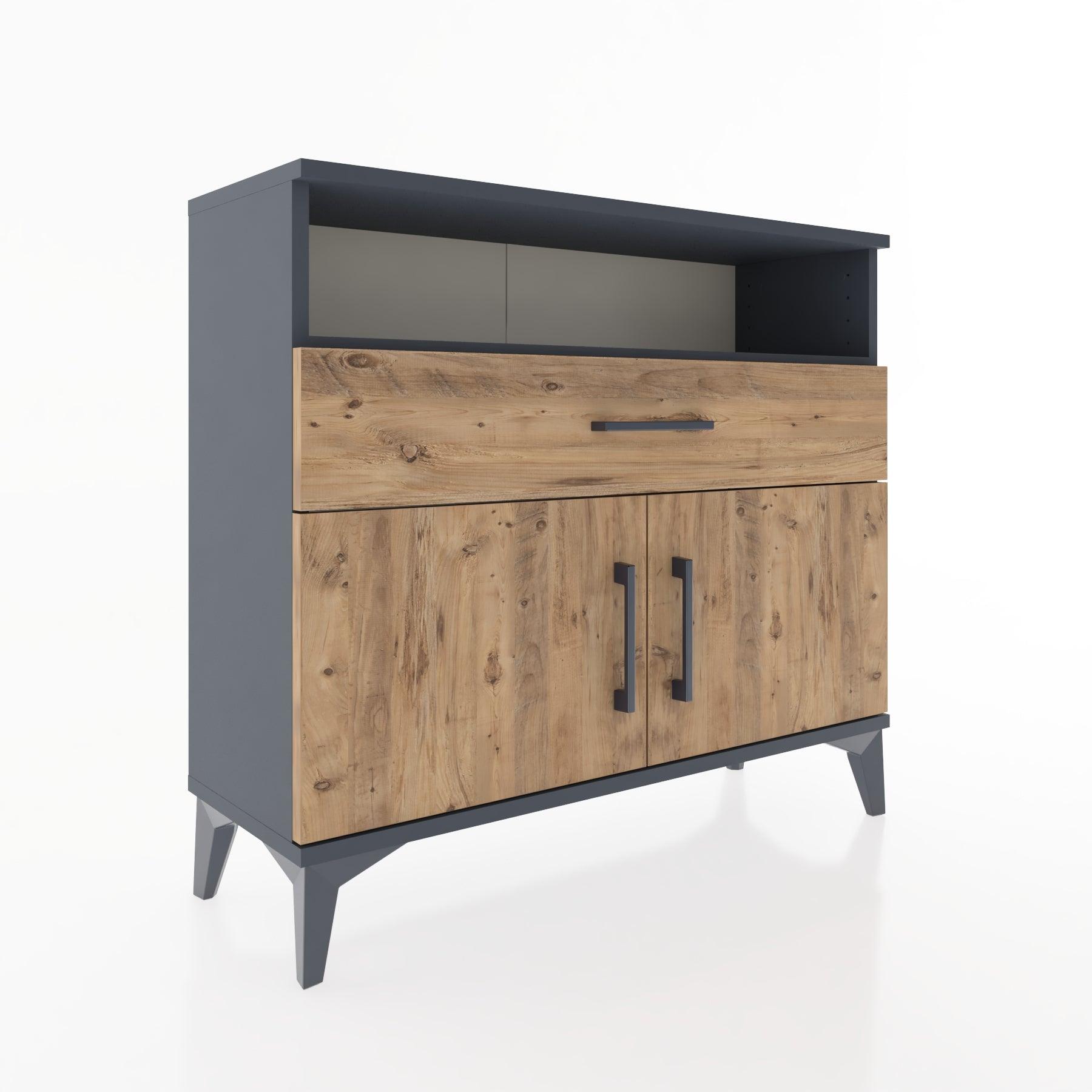 Woodntry Modüler Şifonyer Kapak Raf Çekmeceli 88x30x68 cm Antrasit - Woodntry