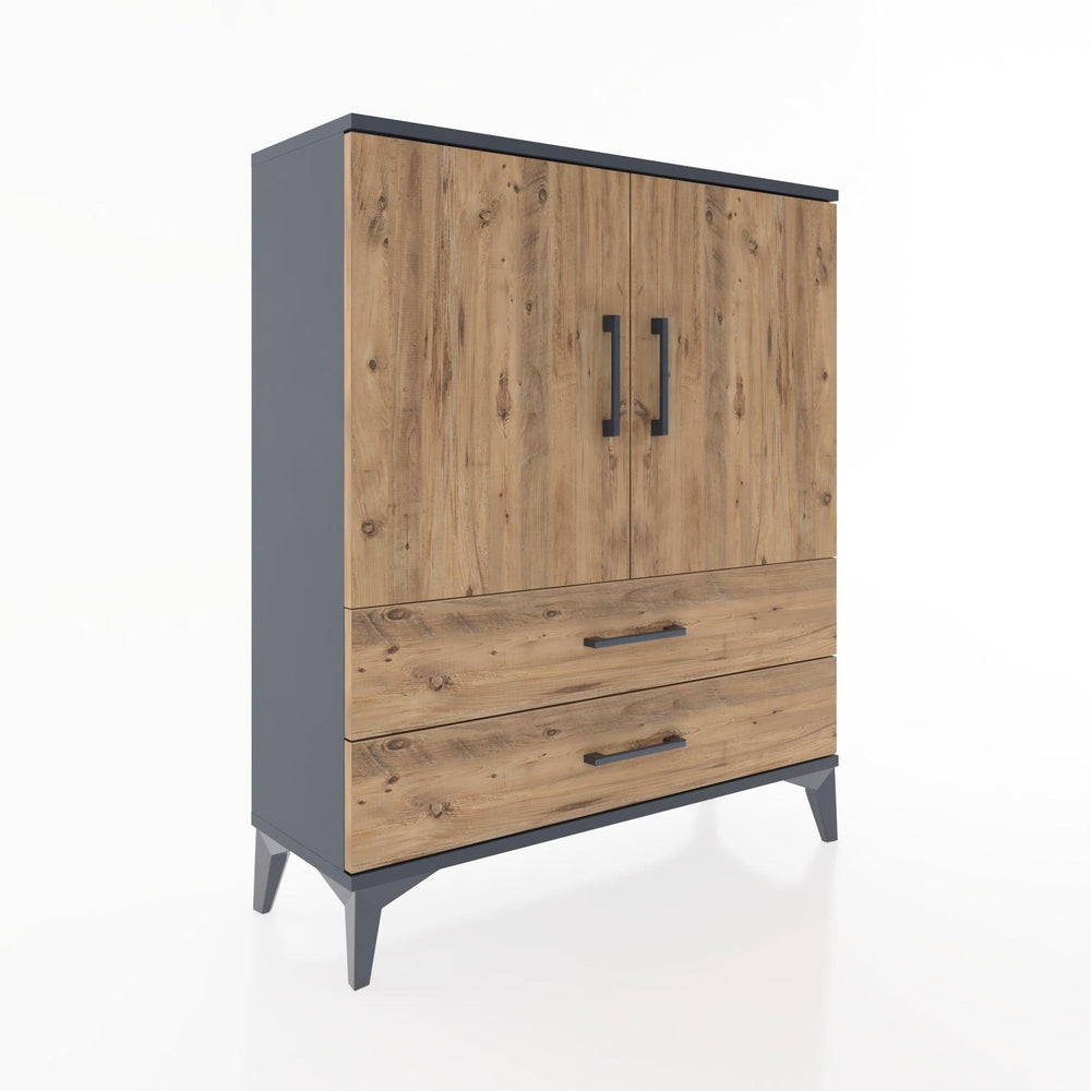 Woodntry Modüler Şifonyer Antrasit 88x30x94 cm Kapaklı ve Çekmeceli KC6-2