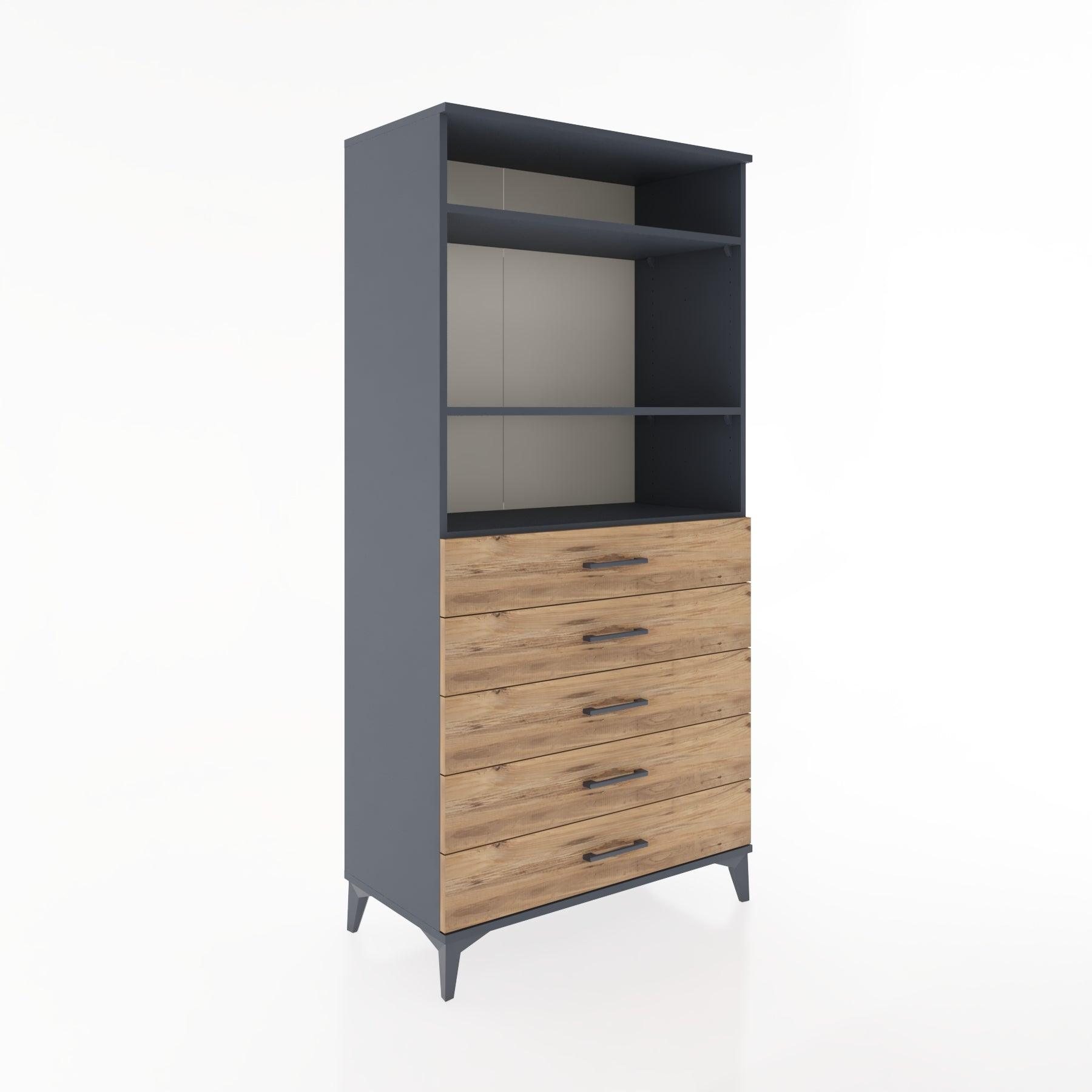 Woodntry Modular Cabinet Anthracite 88x44x170 cm with Drawers and Shelves CR35-2
