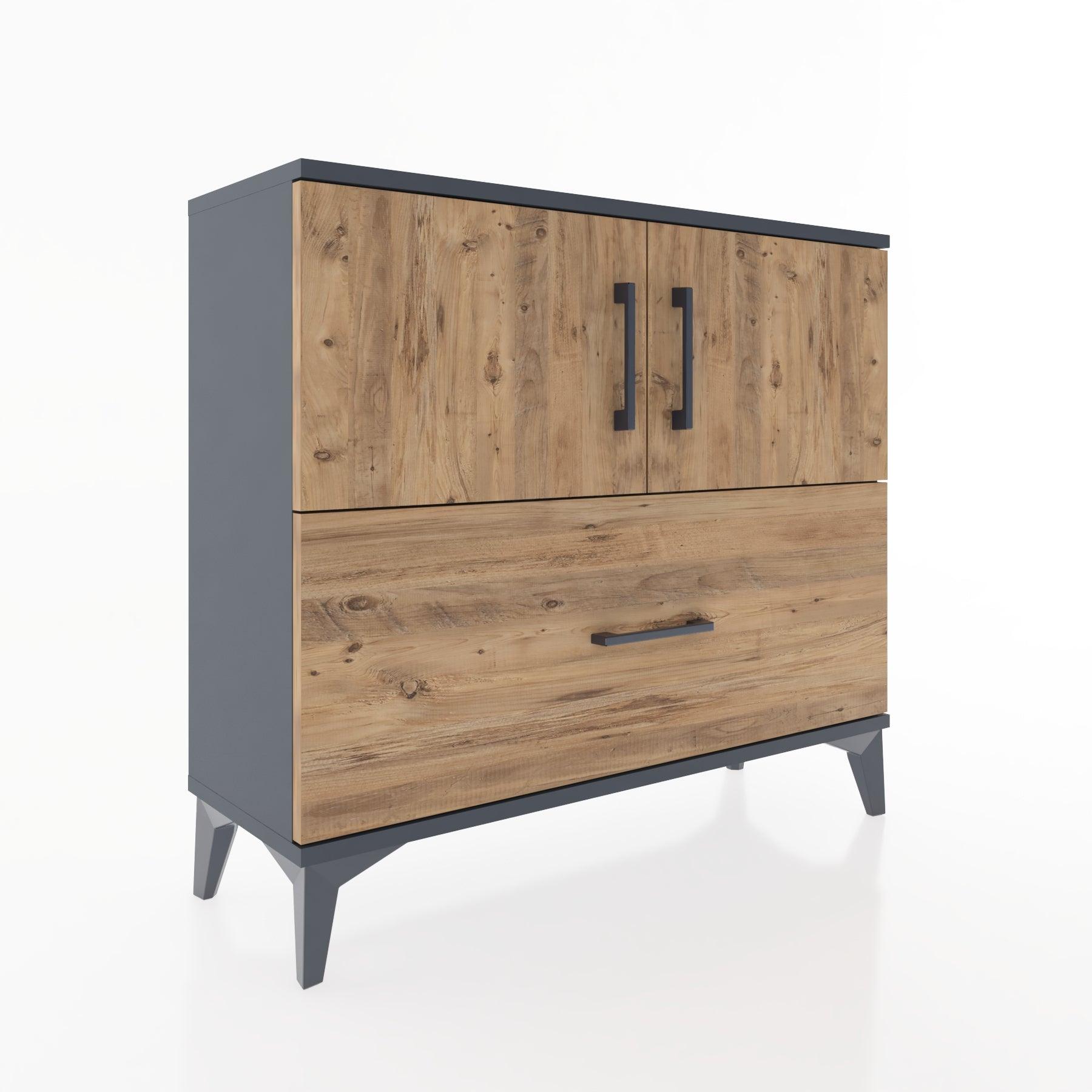 Woodntry Modüler Şifonyer Kapak ve Çekmeceli V2 88x30x68 cm Antrasit - Woodntry