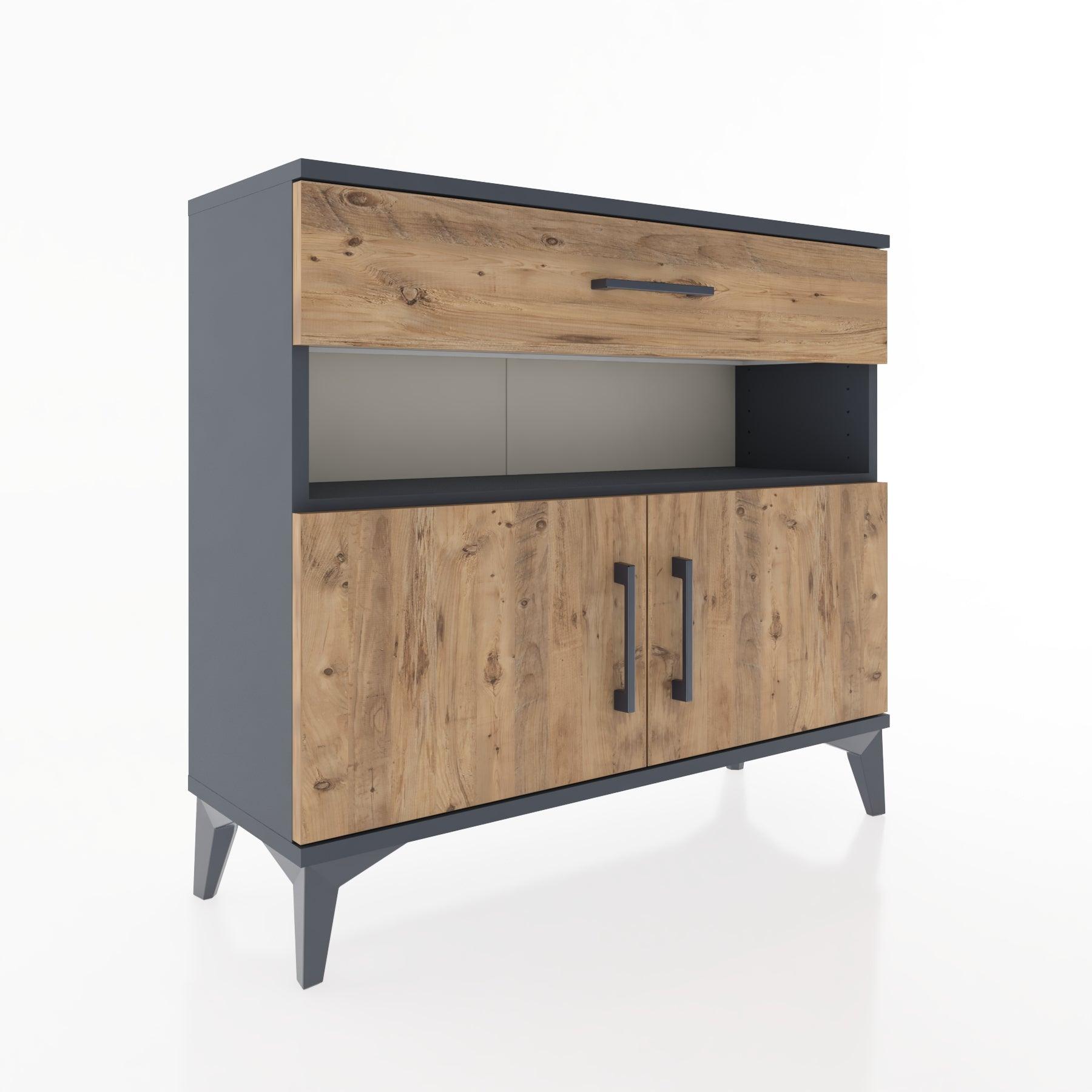 Woodntry Modüler Şifonyer Çekmece ve Kapaklı T1 88x30x94 cm Antrasit - Woodntry