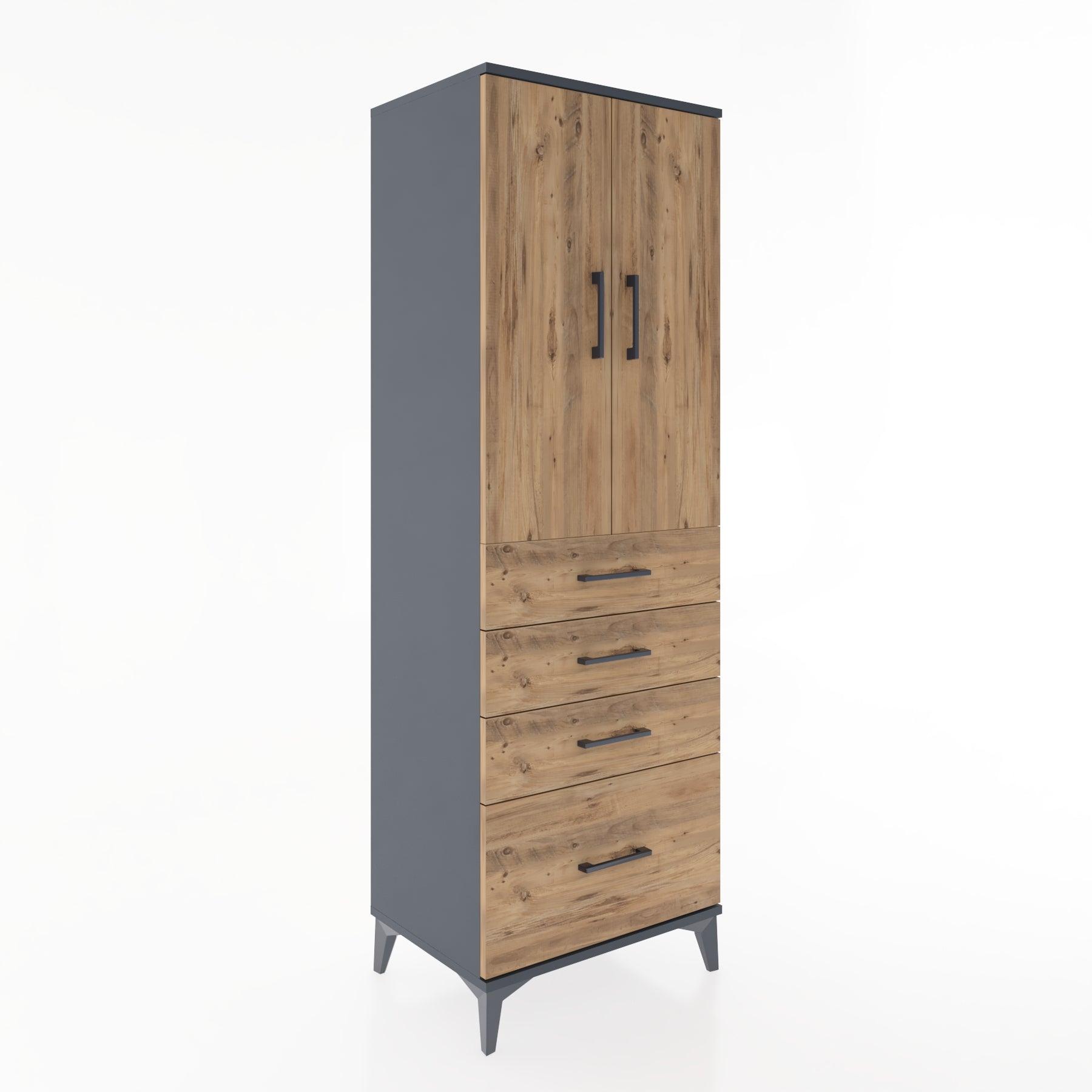 Woodntry Modular Cabinet Anthracite 60x44x170 cm with Doors and Drawers KC13-2