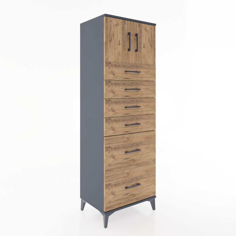 Woodntry Modular Cabinet Anthracite 60x44x170 cm with Doors and Drawers KC17-2