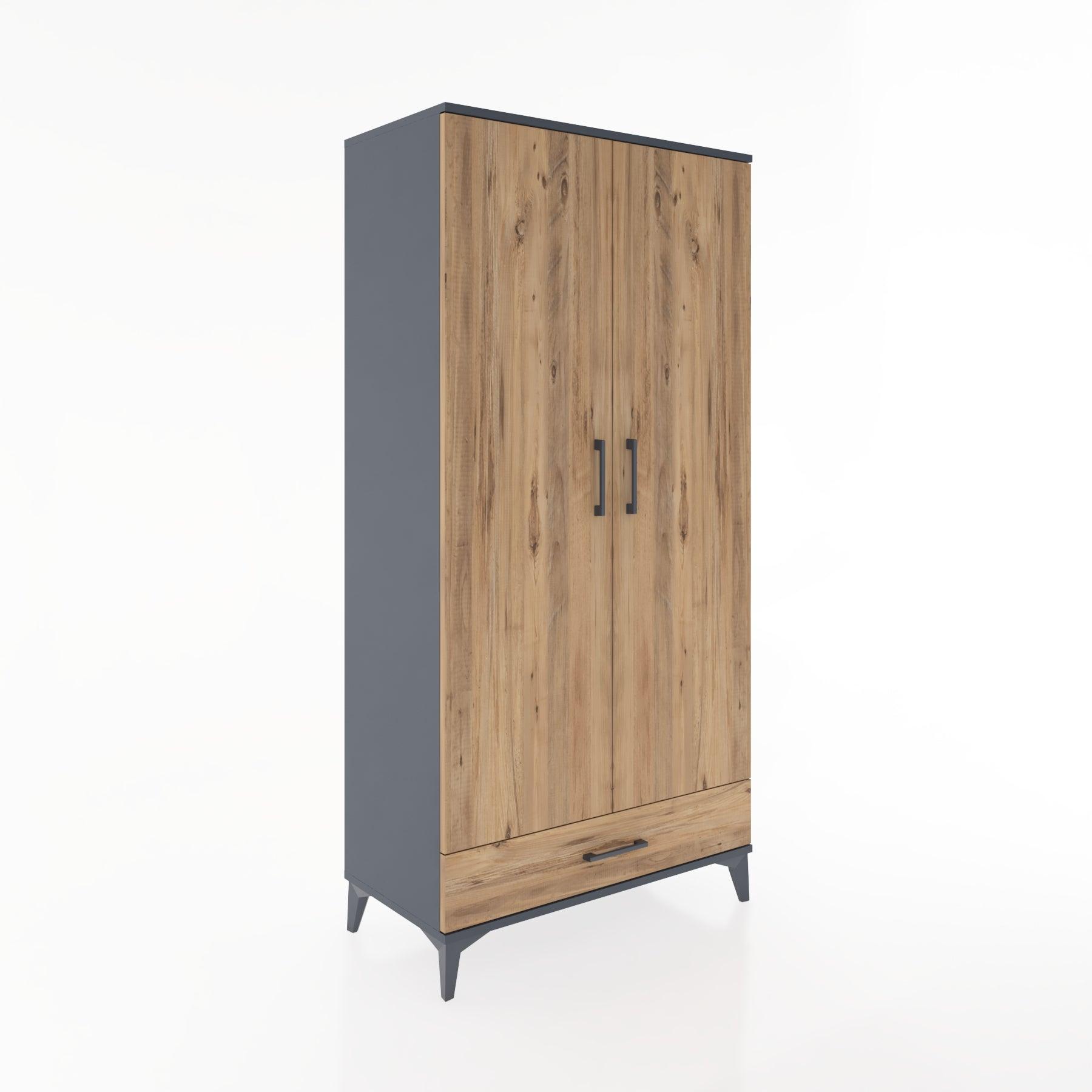 Woodntry Modular Cabinet Anthracite 88x44x170 cm with Doors and Drawers KC8-2