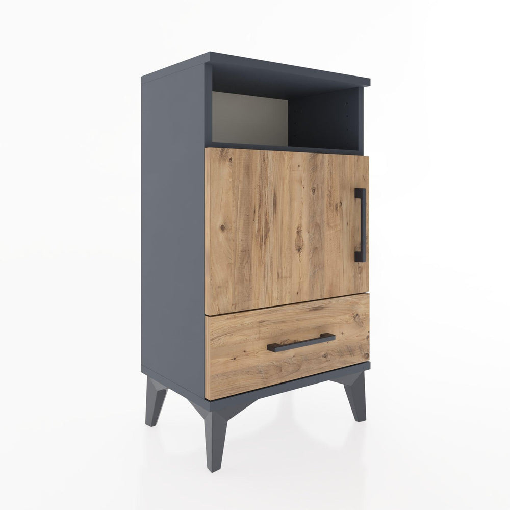 Woodntry Modüler Komodin Raf Kapak Çekmeceli 44x30x68 cm Antrasit - Woodntry