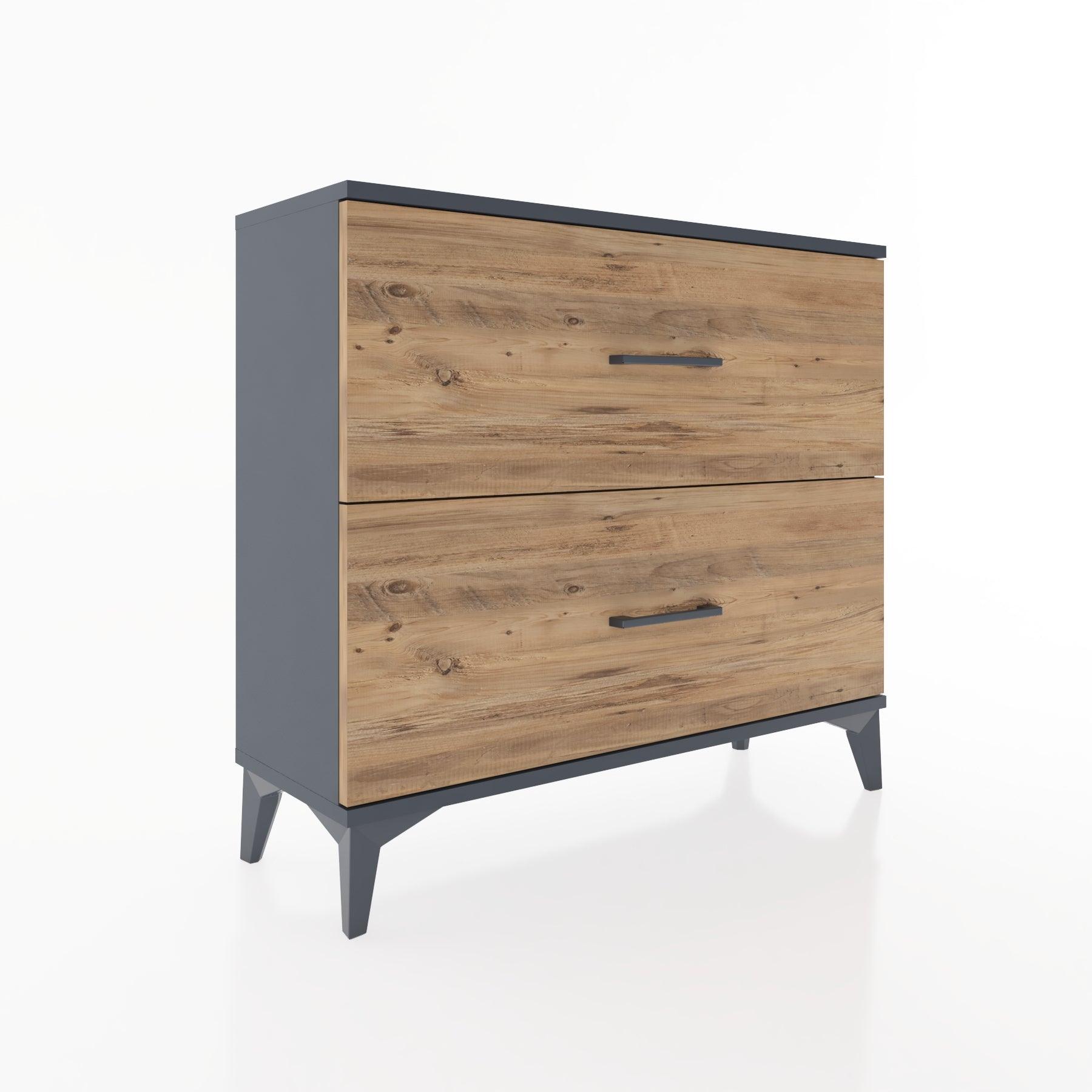 Woodntry Modüler Şifonyer İki Çekmeceli V4 88x30x68 cm Antrasit - Woodntry