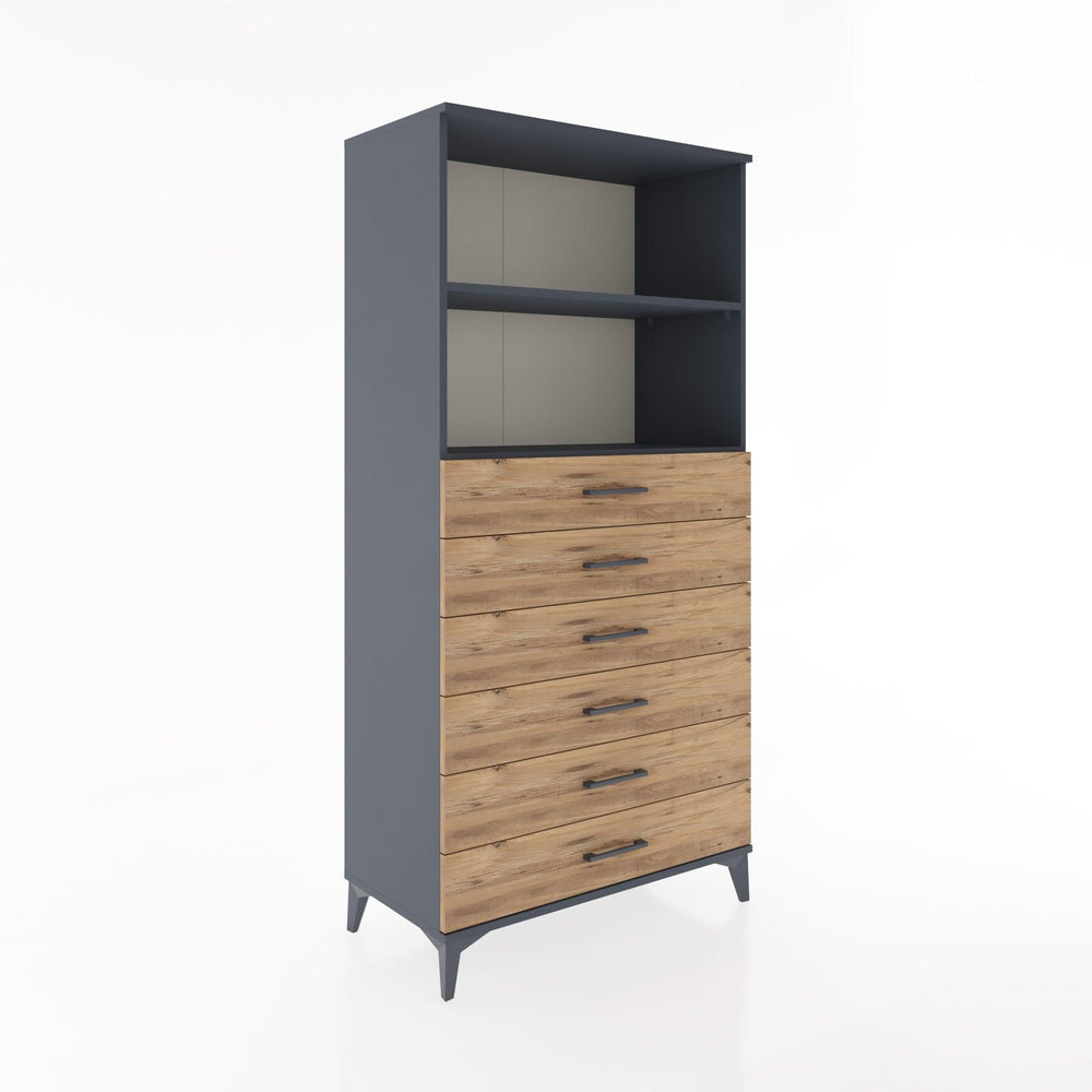 Woodntry Modular Cabinet Anthracite 88x44x170 cm with Drawers and Shelves CR34-2