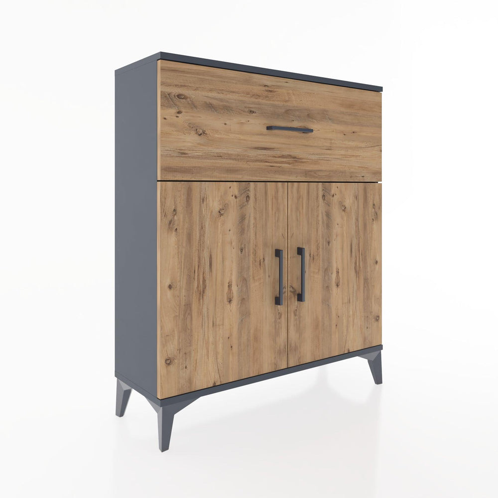 Woodntry Modüler Şifonyer Antrasit 88x30x94 cm Kapaklı ve Çekmeceli KC9-2