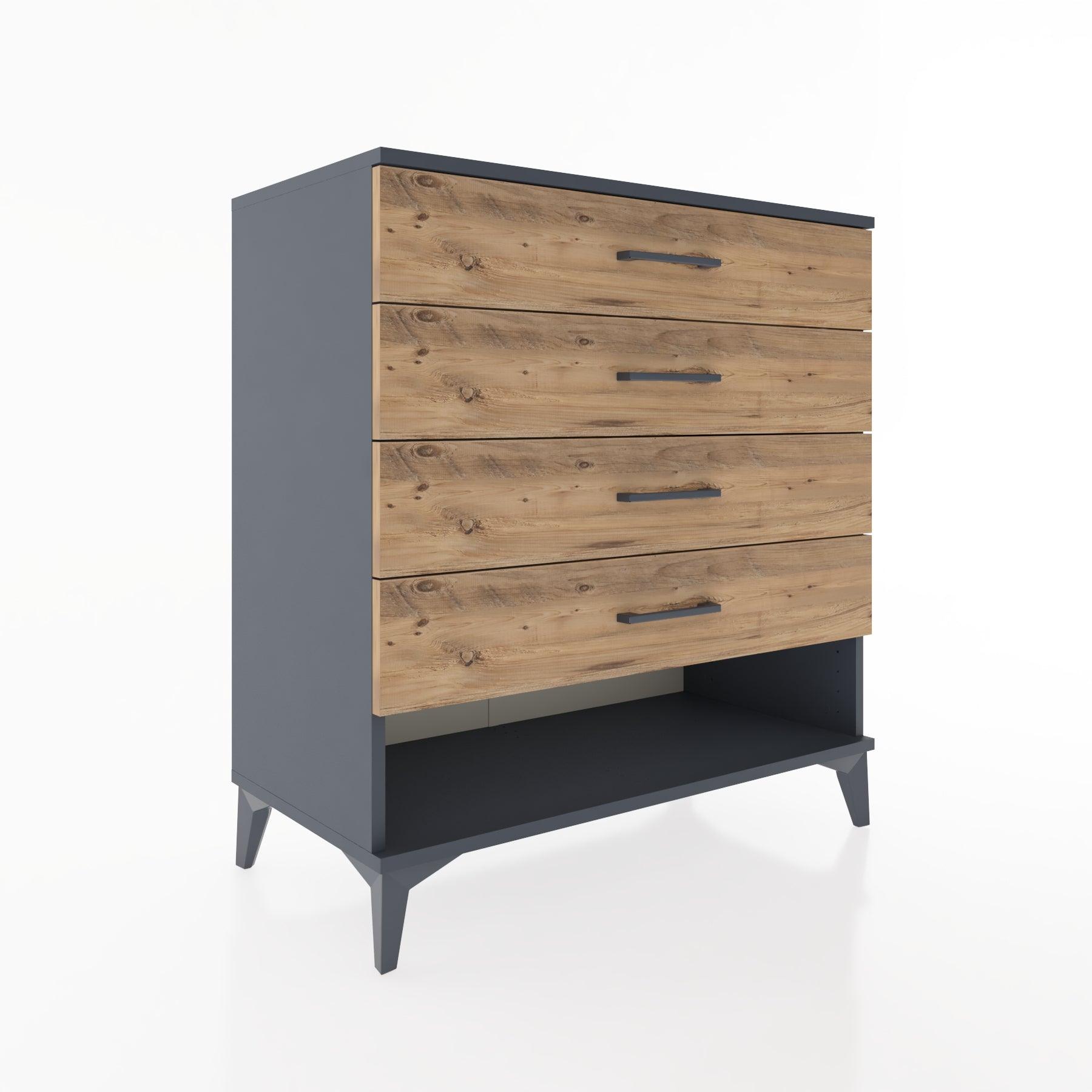 Woodntry Modüler Şifonyer Antrasit 88x44x84 cm Çekmeceli ve Raflı CR10-2