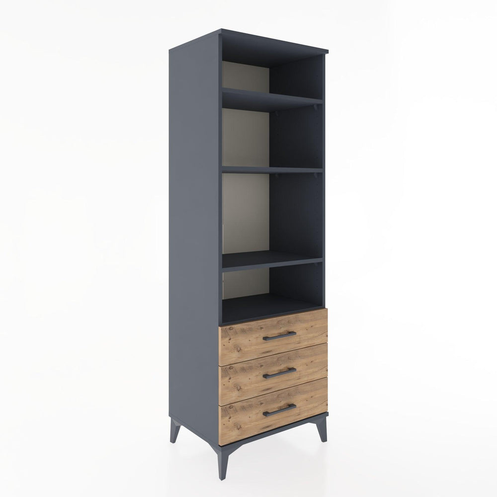 Woodntry Modüler Dolap Antrasit 60x44x170 cm Çekmeceli ve Raflı CR37-2