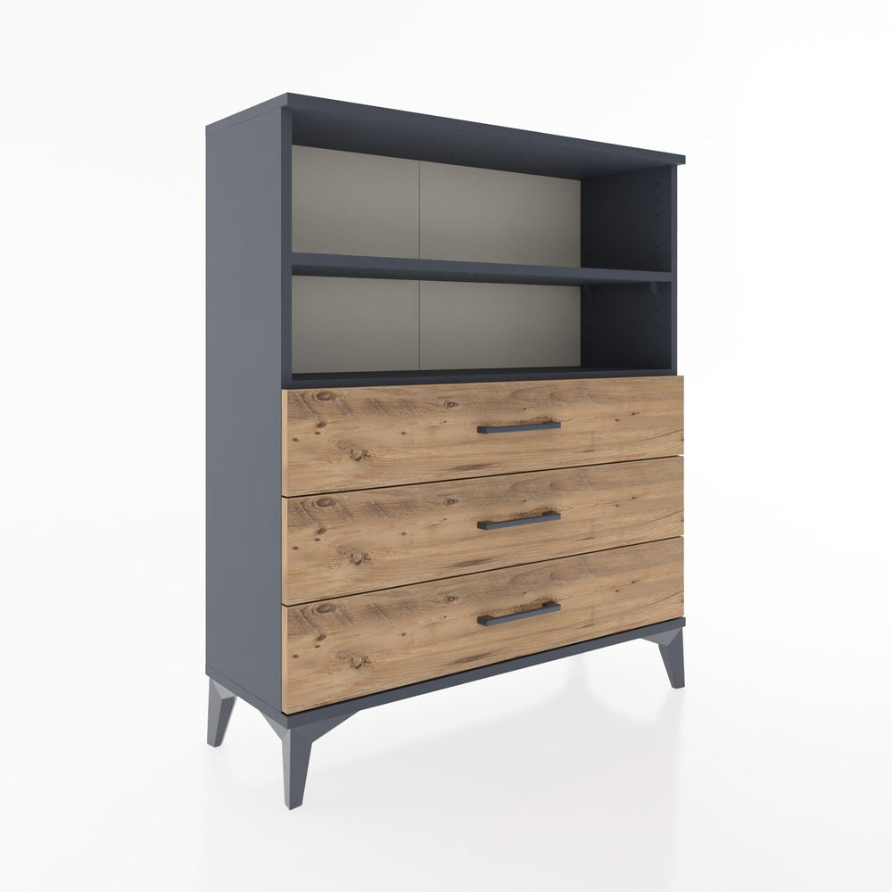 Woodntry Modüler Şifonyer Antrasit 88x30x94 cm Çekmeceli ve Raflı CR18-2