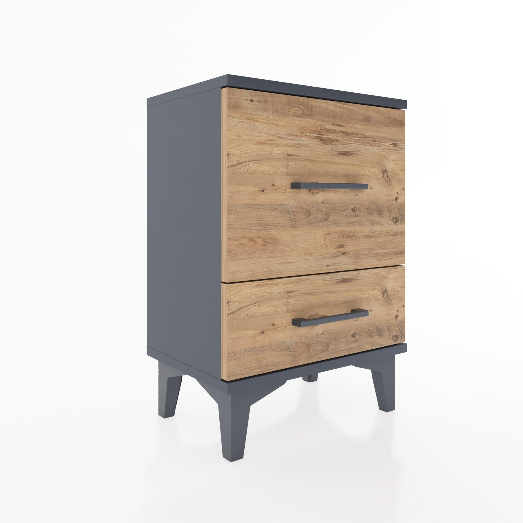 Woodntry Modüler Komodin Büyük ve Küçük Çekmece 44x30x52 cm Antrasit - Woodntry
