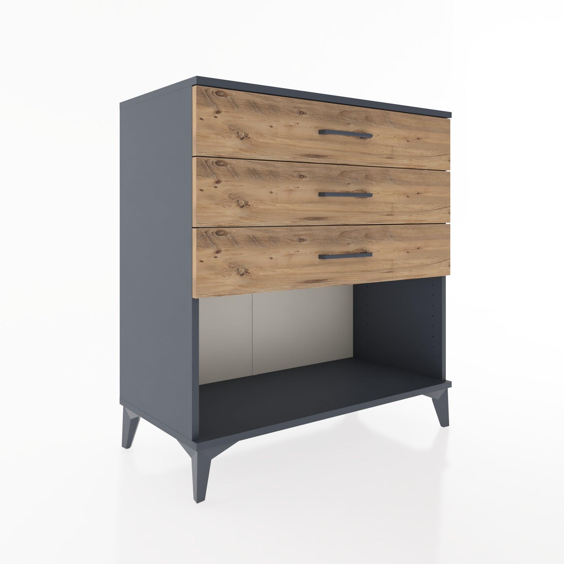 Woodntry Modüler Şifonyer Antrasit 88x44x84 cm Çekmeceli ve Raflı CR11-2