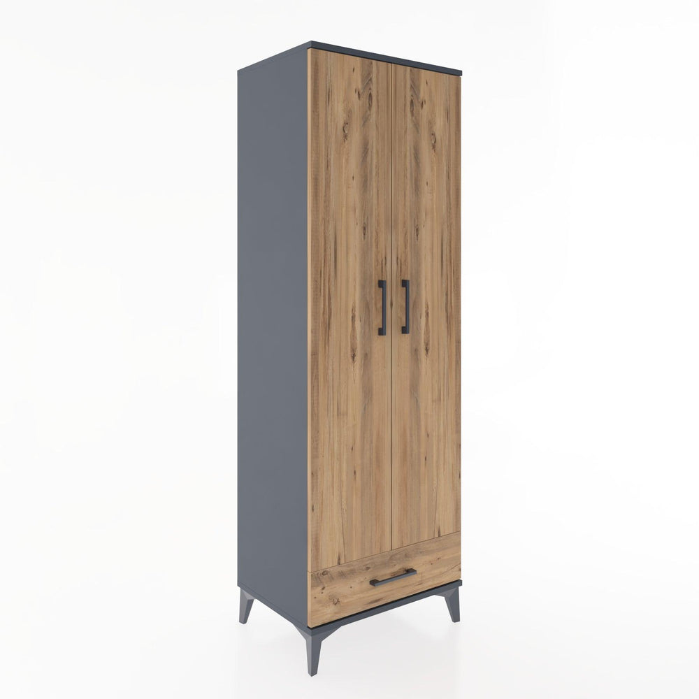 Woodntry Modüler Dolap Antrasit 60x44x170 cm Kapaklı ve Çekmeceli KC30-2