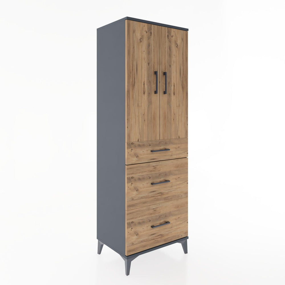 Woodntry Modular Cabinet Anthracite 60x44x170 cm with Doors and Drawers KC20-2