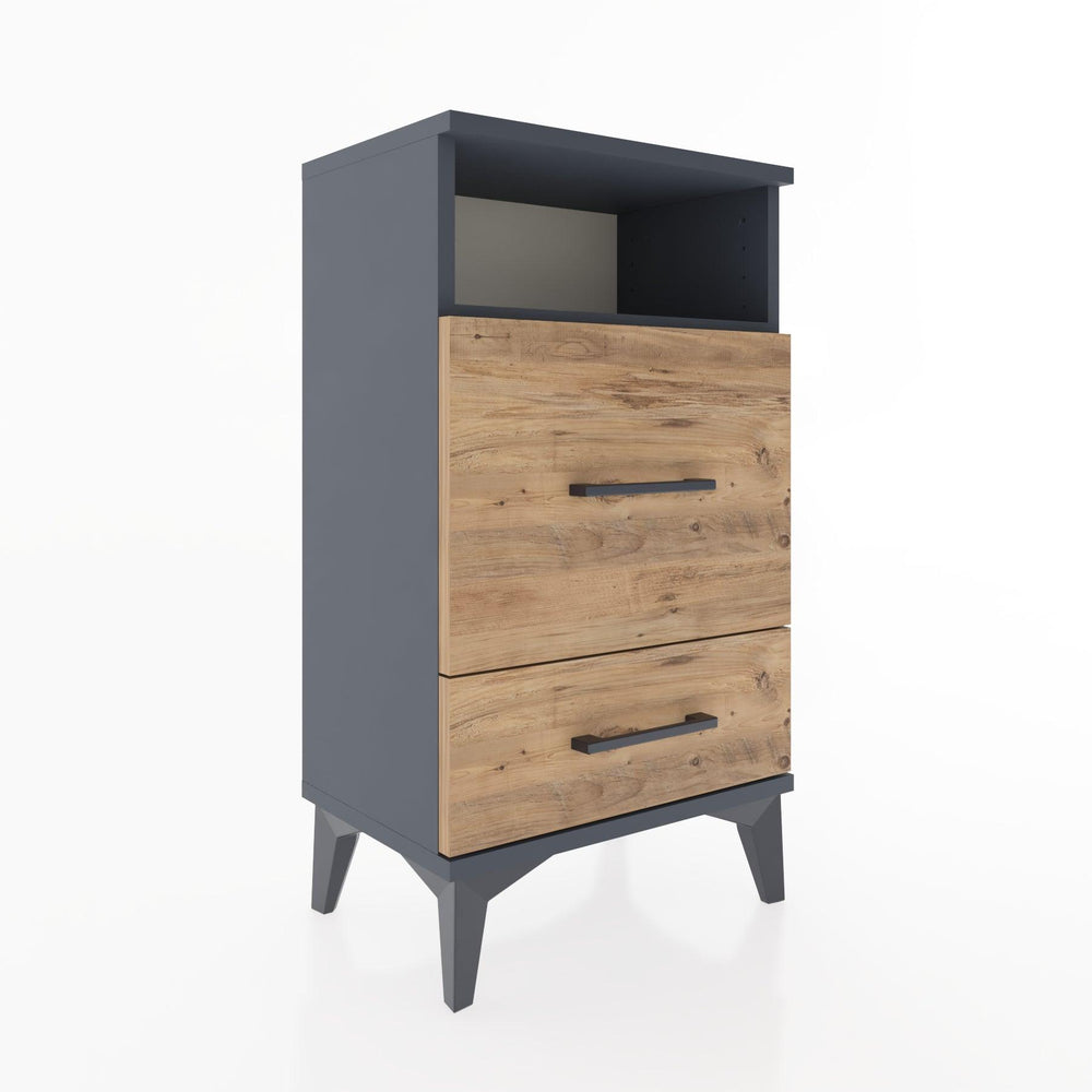 Woodntry Modüler Komodin 2 Çekmece ve Raflı V4 44x30x68 cm Antrasit - Woodntry