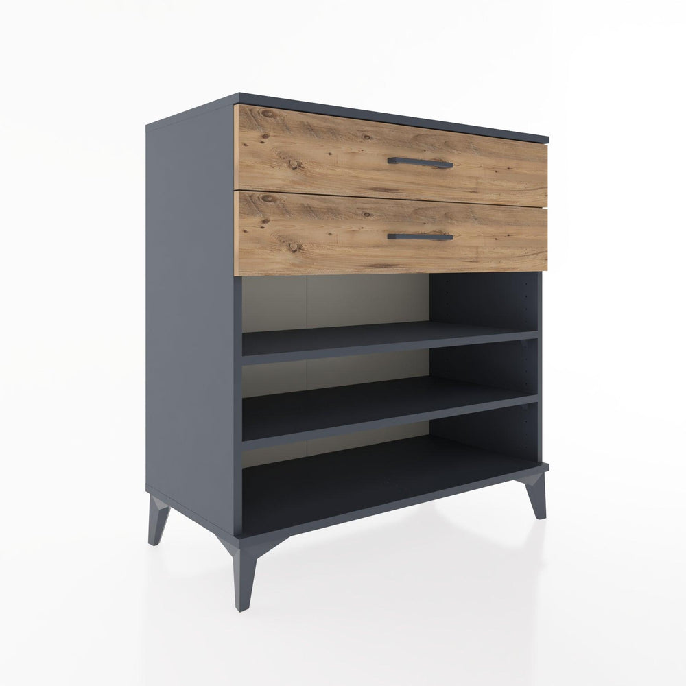 Woodntry Modüler Şifonyer Antrasit 88x44x84 cm Çekmeceli ve Raflı CR13-2