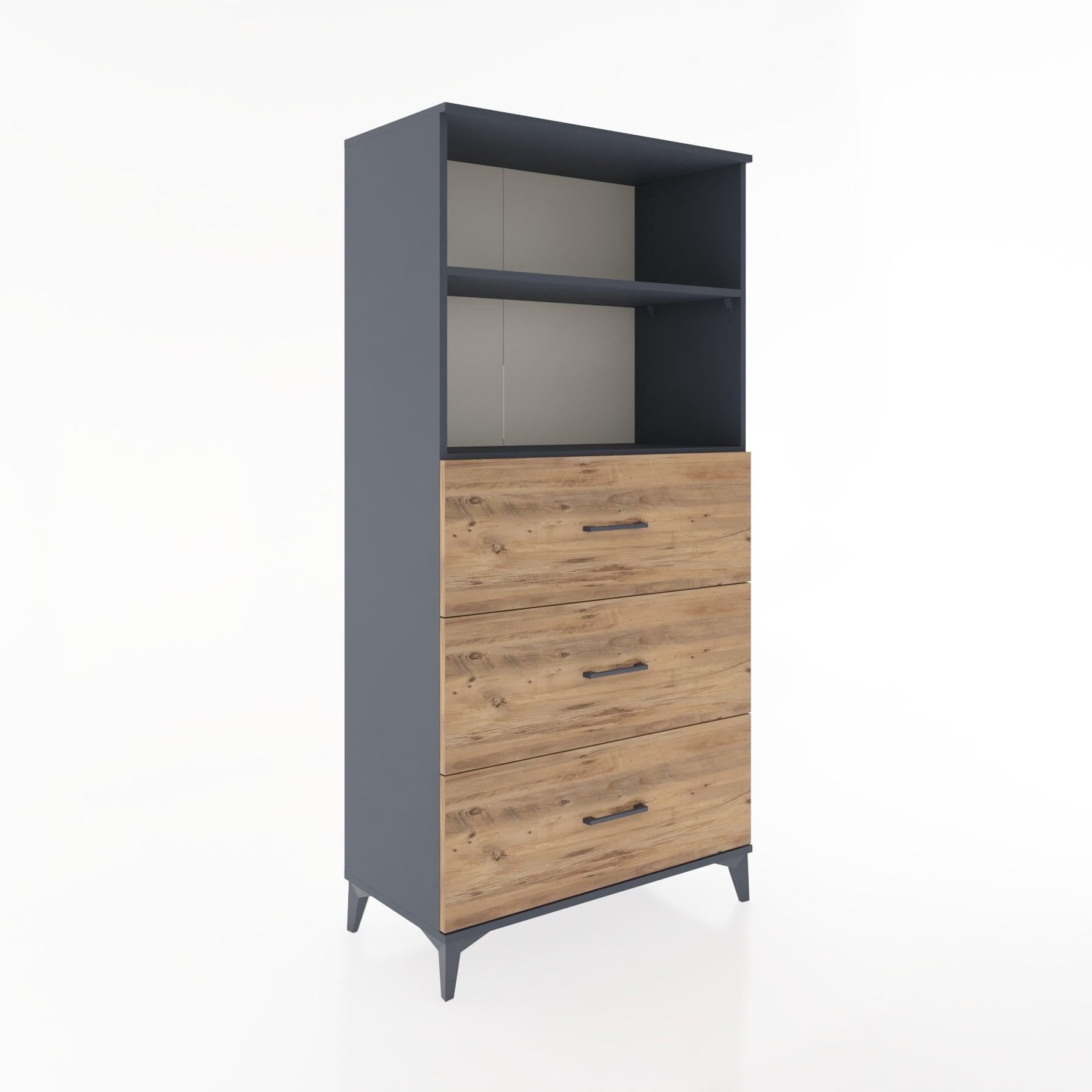 Woodntry Modular Cabinet Anthracite 88x44x170 cm with Drawers and Shelves CR52-2