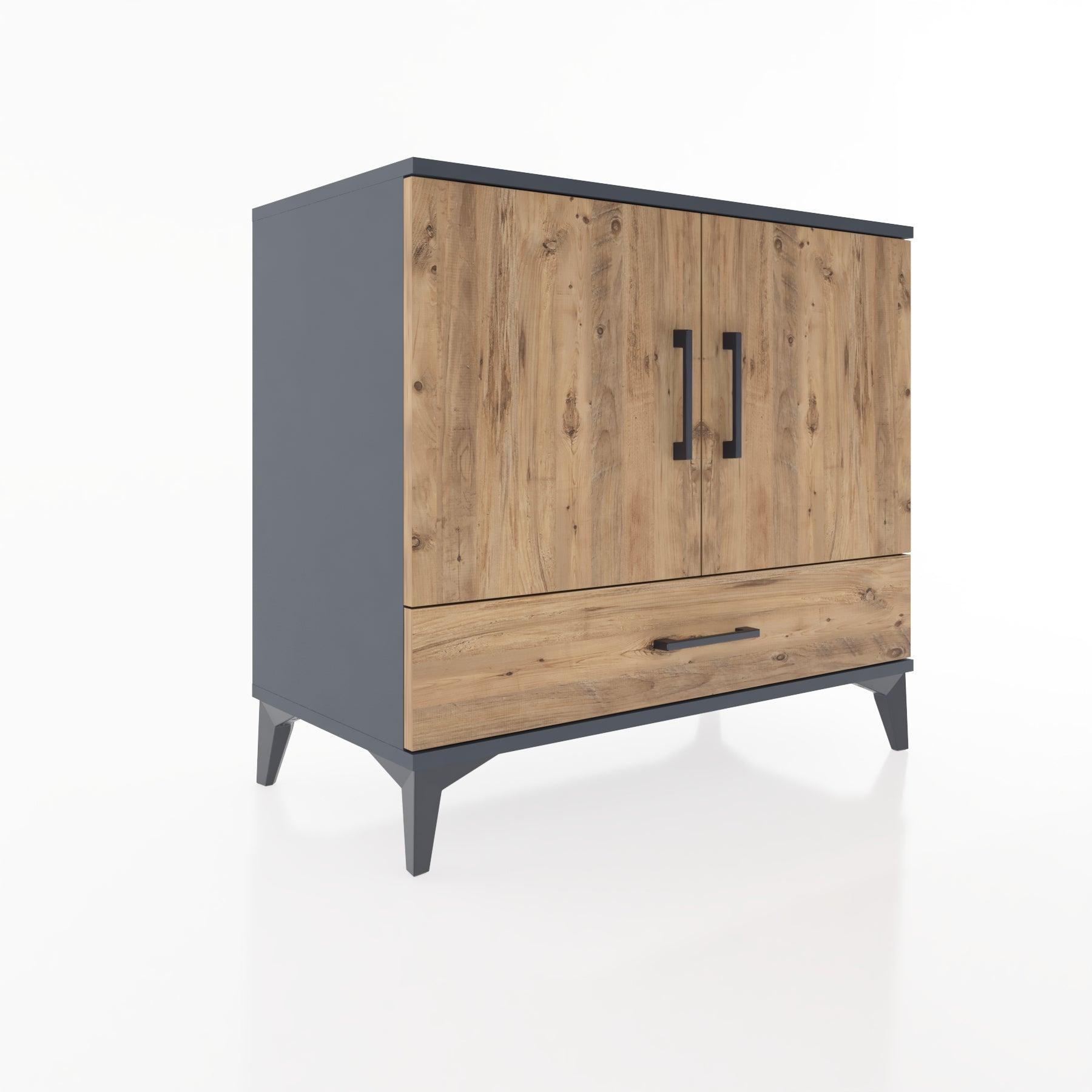 Woodntry Modüler Şifonyer Antrasit 88x44x68 cm Kapaklı ve Çekmeceli KC1-2