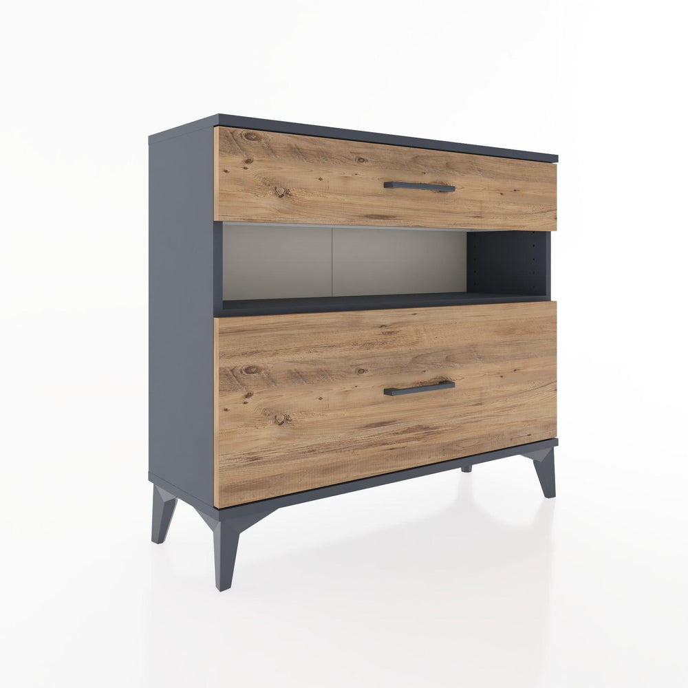 Woodntry Modüler Şifonyer İki Çekmeceli V9 88x30x68 cm Antrasit - Woodntry