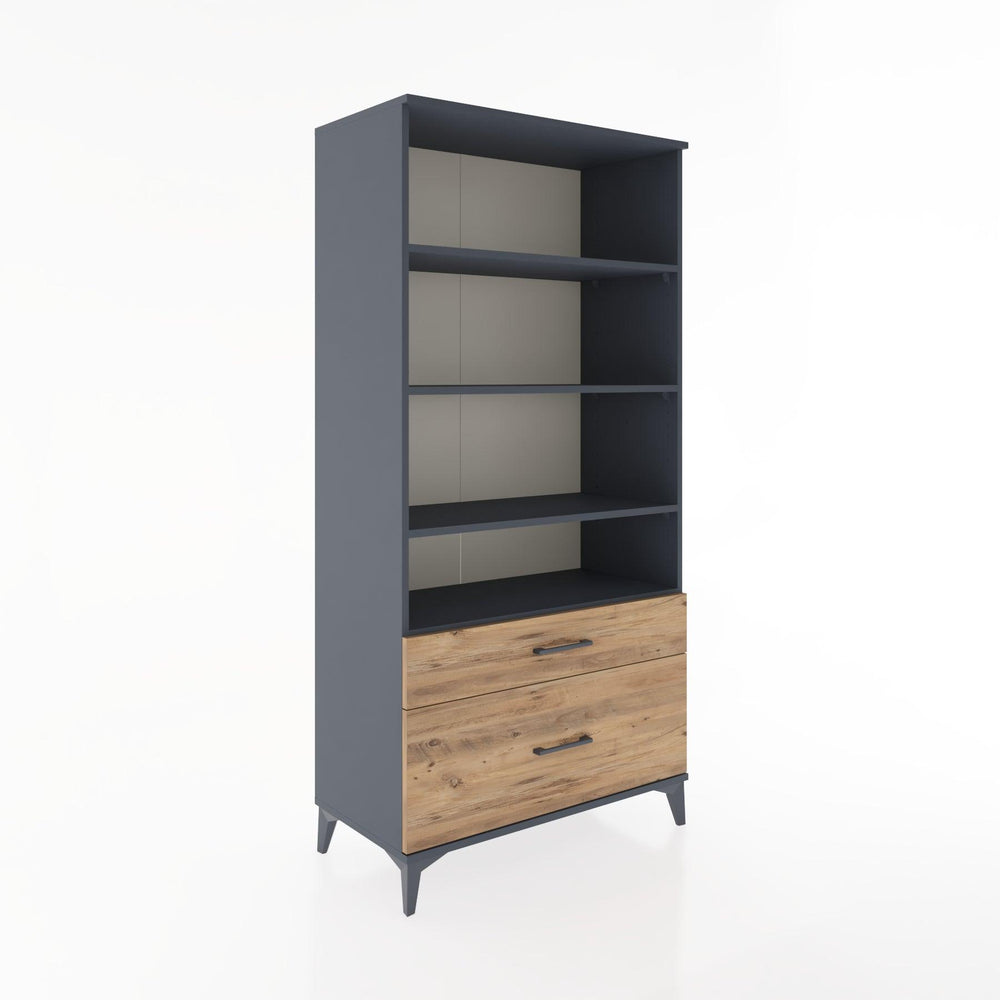 Woodntry Modüler Dolap Antrasit 88x44x170 cm Çekmeceli ve Raflı CR43-2