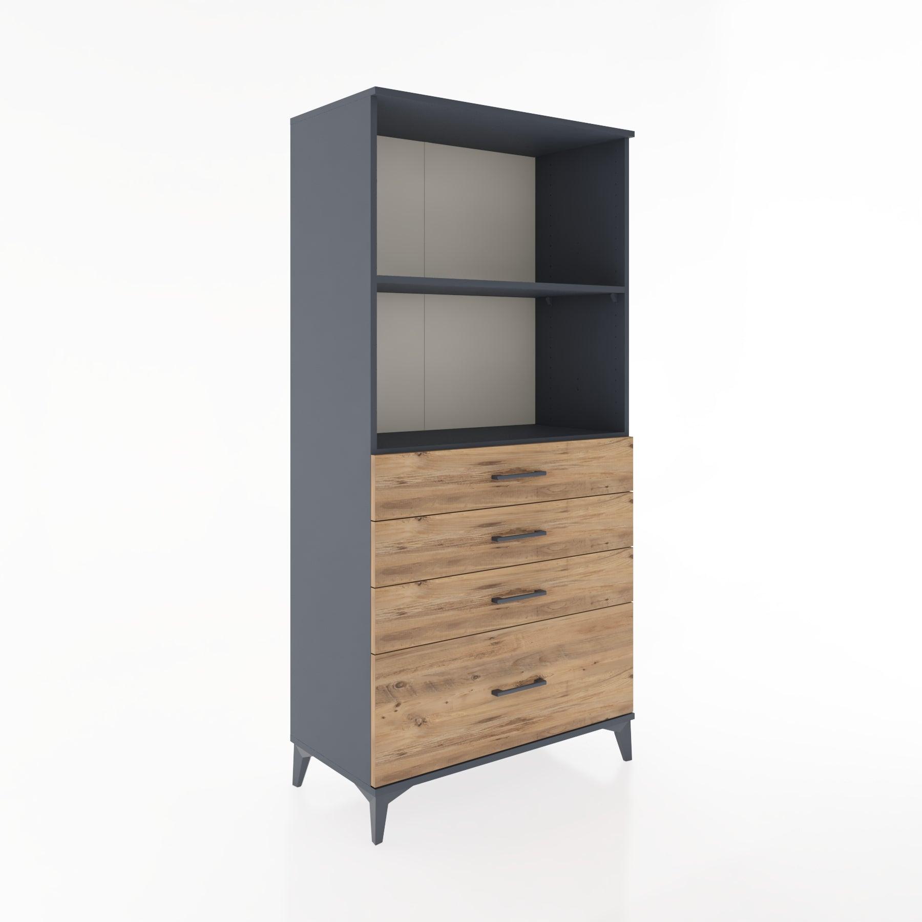 Woodntry Modular Cabinet Anthracite 88x44x170 cm with Drawers and Shelves CR41-2