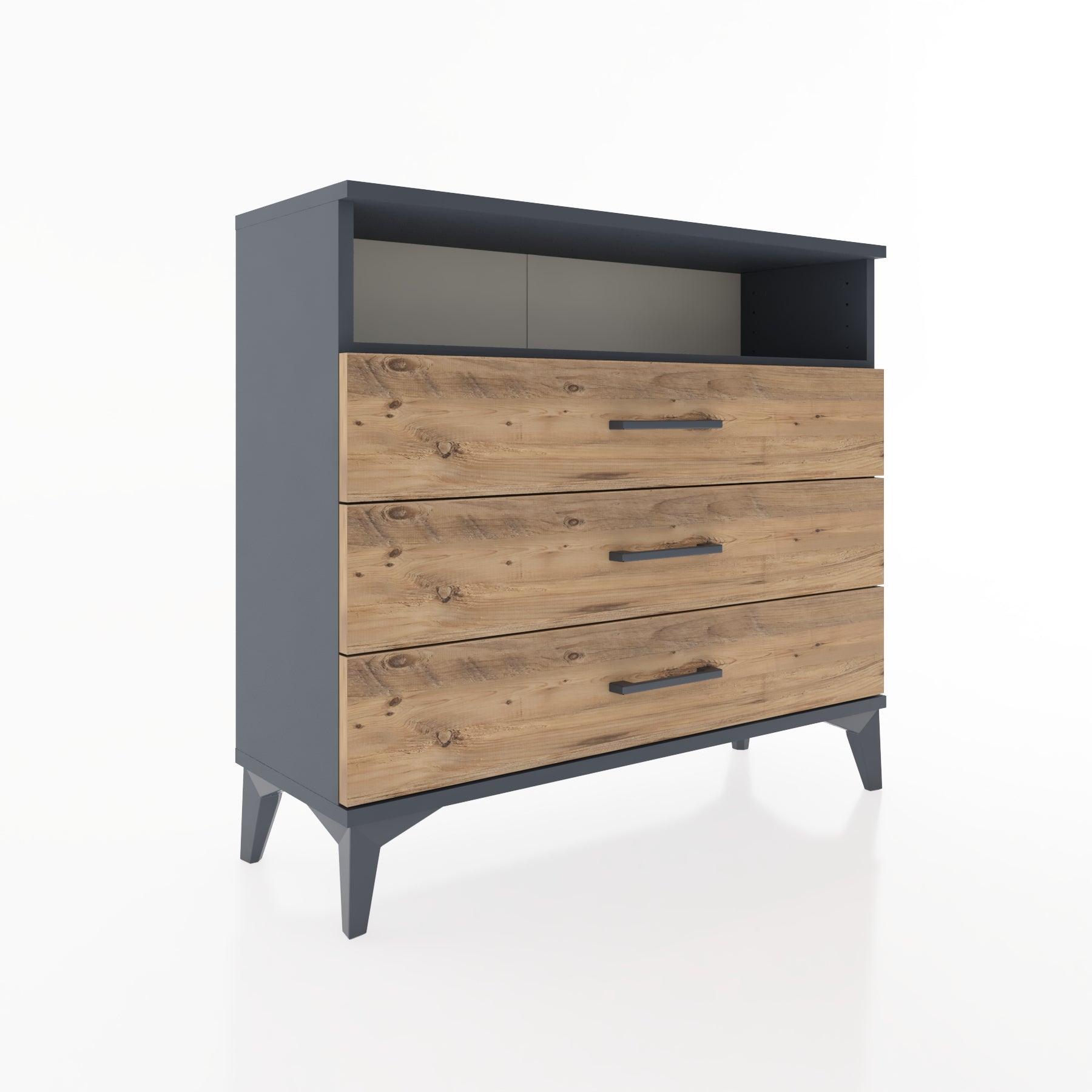 Woodntry Modüler Şifonyer Üç Çekmeceli V2 88x30x68 cm Antrasit - Woodntry