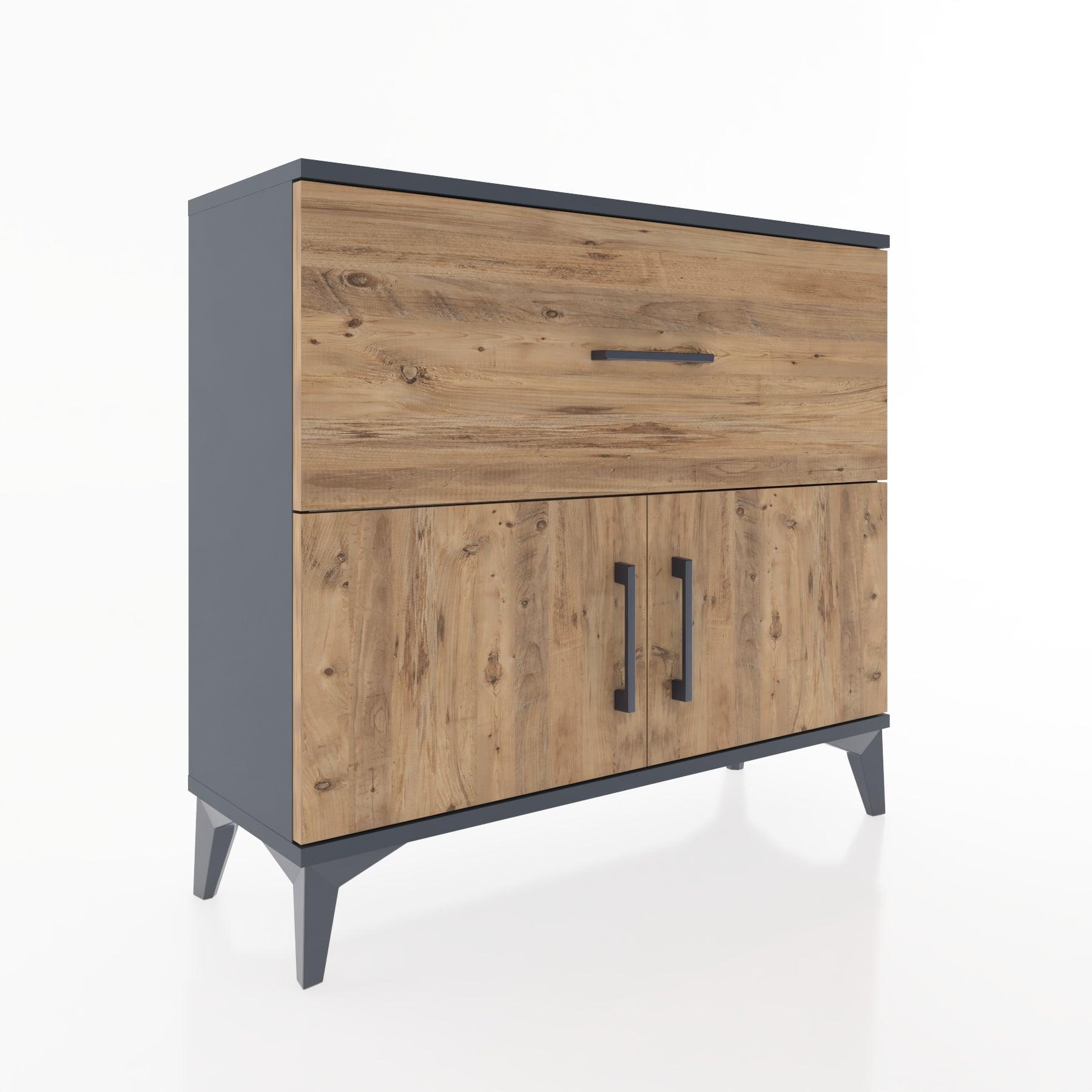 Woodntry Modüler Şifonyer Çekmece ve Kapaklı V2 88x30x68 cm Antrasit - Woodntry