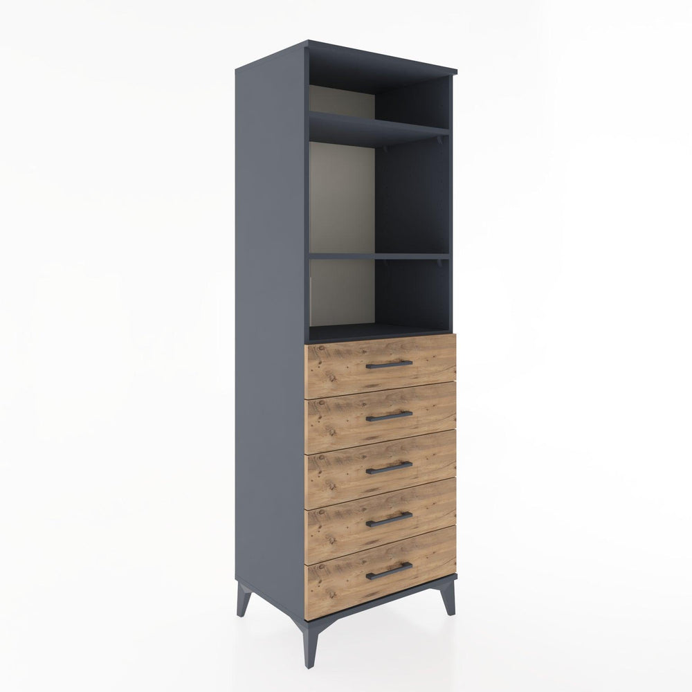 Woodntry Modüler Dolap Antrasit 60x44x170 cm Çekmeceli ve Raflı CR35-2