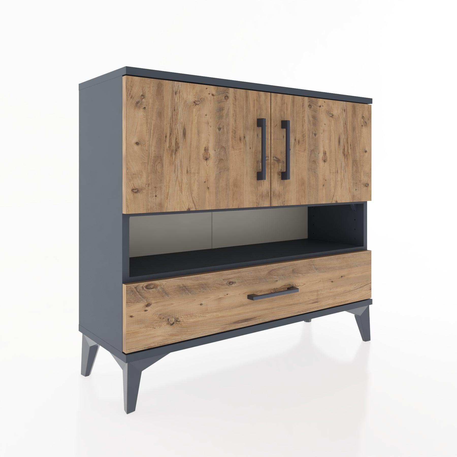 Woodntry Modüler Şifonyer İki Kapaklı T1 88x30x94 cm Antrasit - Woodntry