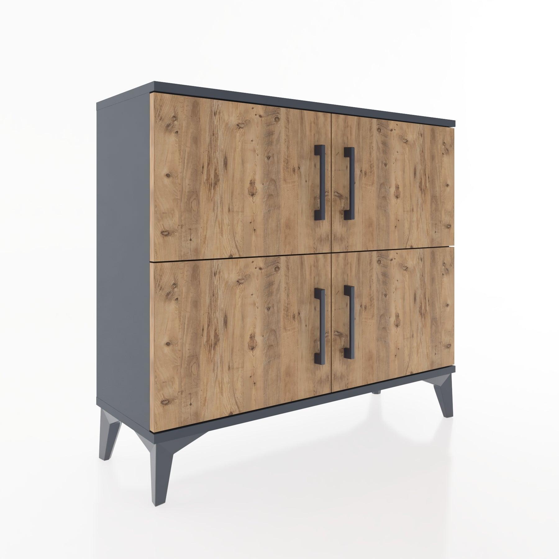 Woodntry Modüler Şifonyer Dört Kapaklı 88x30x68 cm Antrasit - Woodntry
