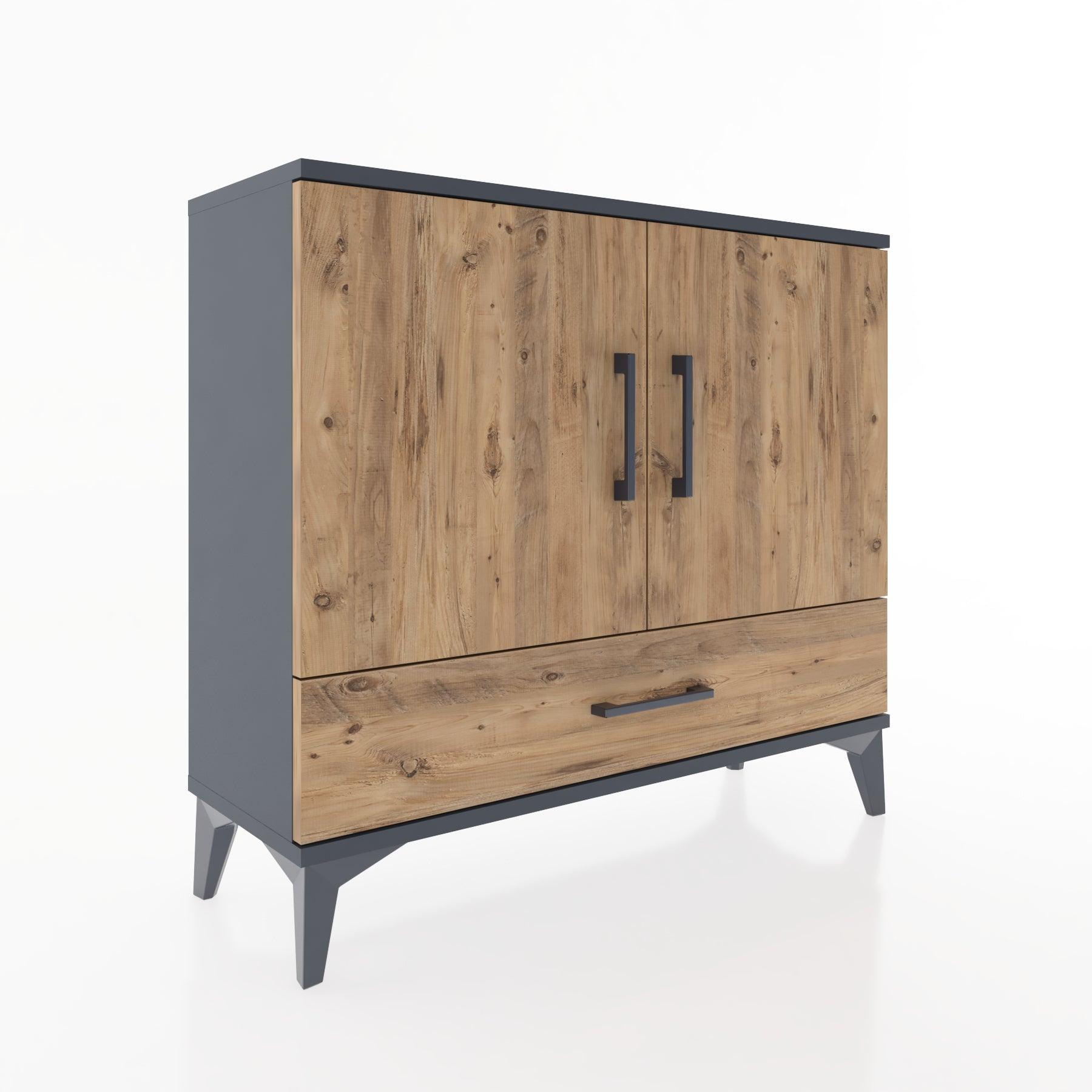 Woodntry Modüler Şifonyer Kapak ve Çekmeceli V1 88x30x68 cm Antrasit - Woodntry
