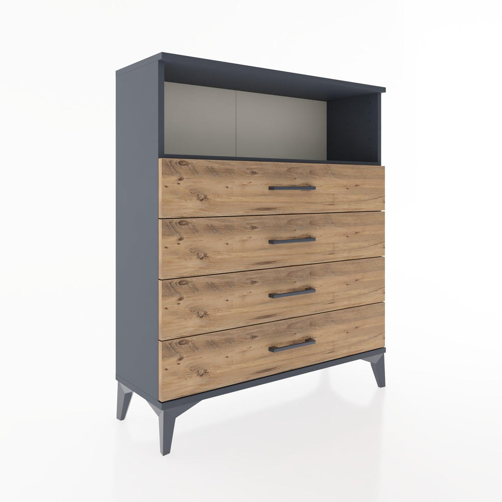 Woodntry Modüler Şifonyer Antrasit 88x30x94 cm Çekmeceli ve Raflı CR19-2