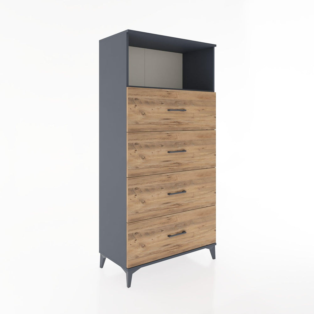 Woodntry Modüler Dolap Antrasit 88x44x170 cm Çekmeceli ve Raflı CR53-2