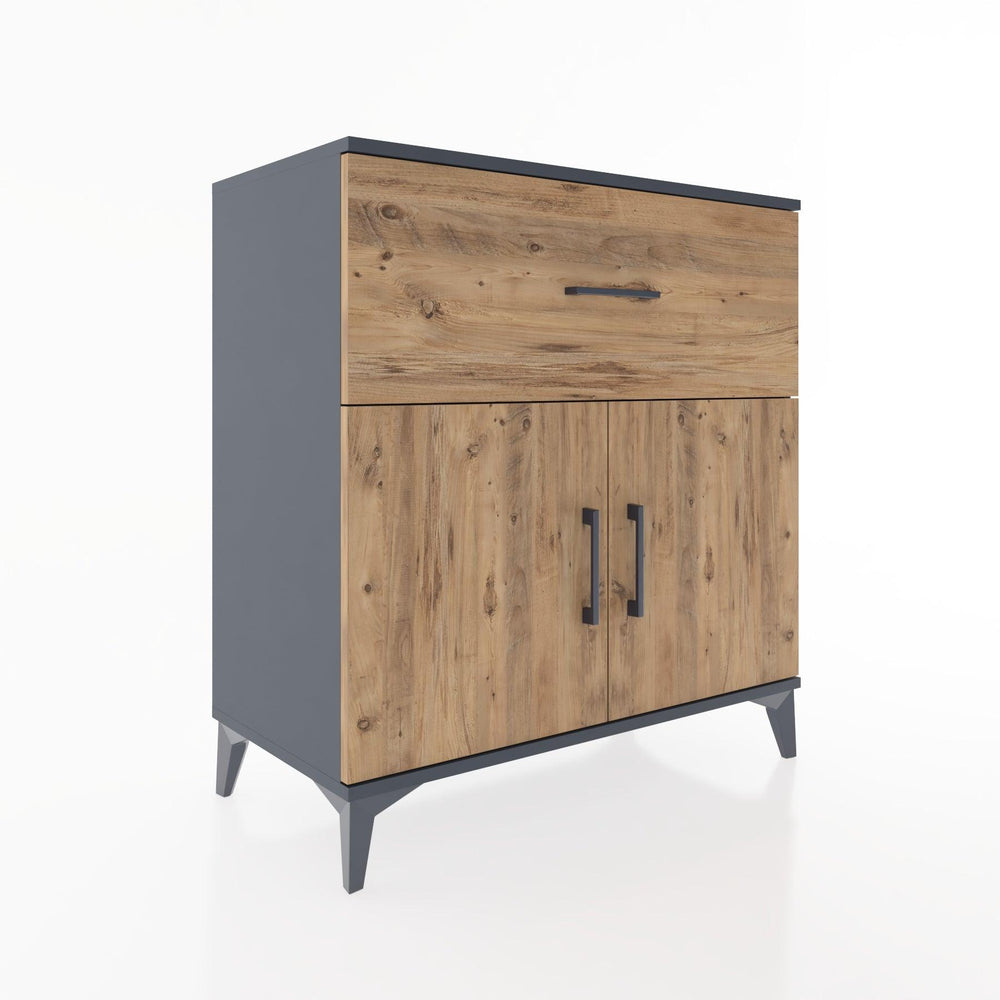 Woodntry Modüler Şifonyer Antrasit 88x44x84 cm Kapaklı ve Çekmeceli KC51-2