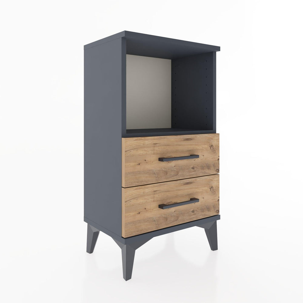 Woodntry Modüler Komodin 2 Çekmece ve Raflı V2 44x30x68 cm Antrasit - Woodntry