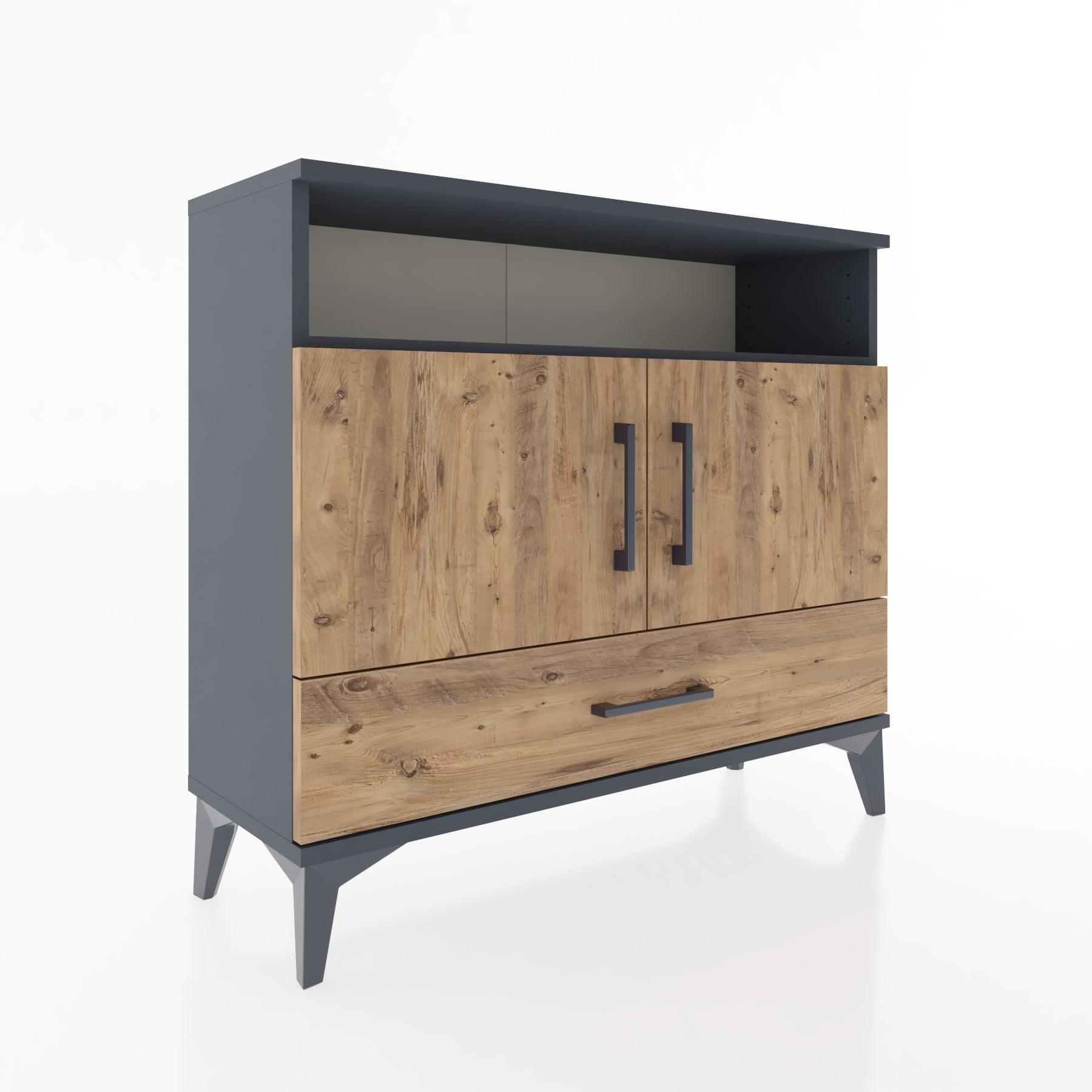 Woodntry Modüler Şifonyer Raf Kapak Çekmeceli 88x30x68 cm Antrasit - Woodntry