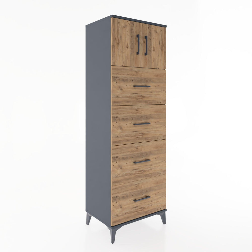 Woodntry Modular Cabinet Anthracite 60x44x170 cm with Doors and Drawers KC25-2