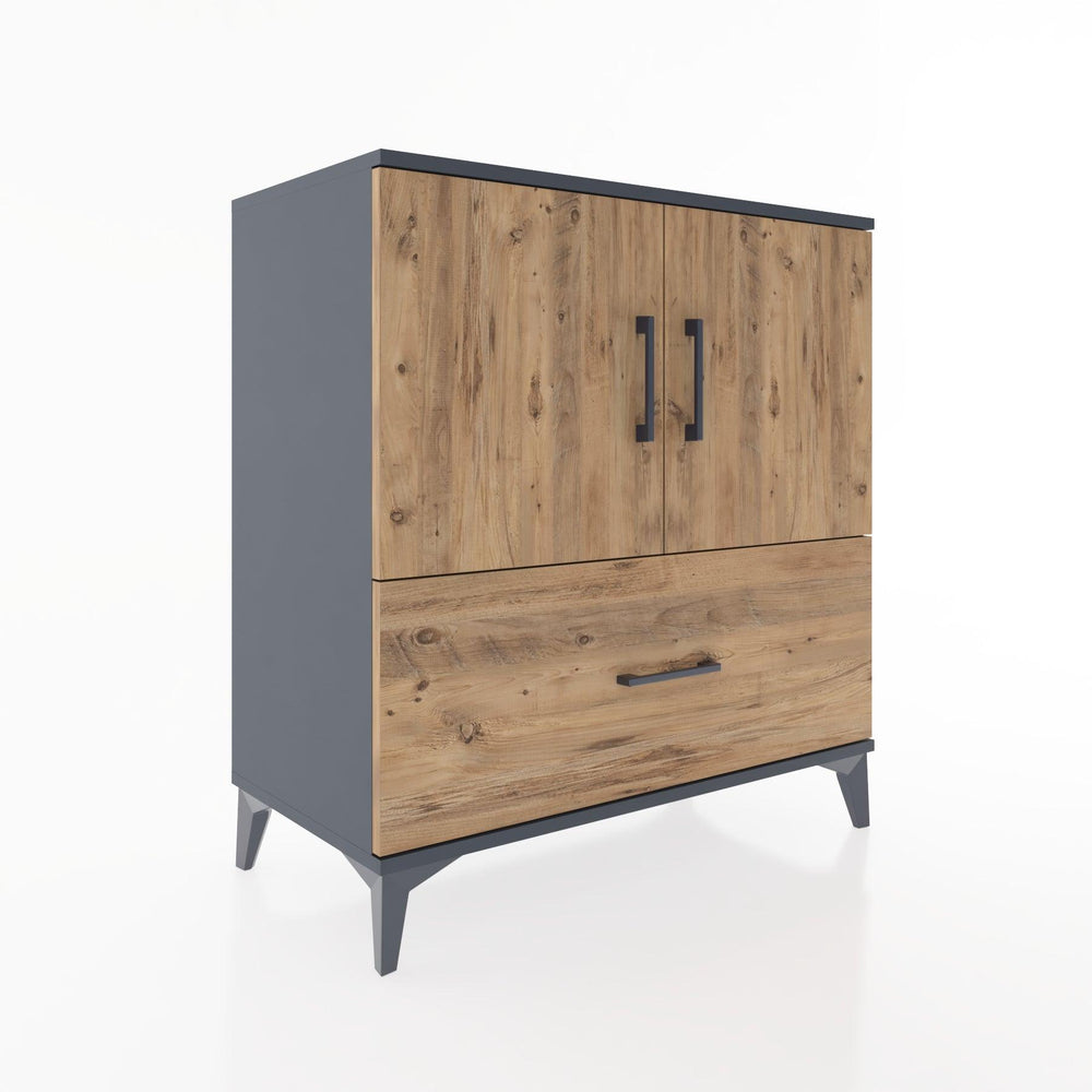 Woodntry Modüler Şifonyer Antrasit 88x44x84 cm Kapaklı ve Çekmeceli KC46-2