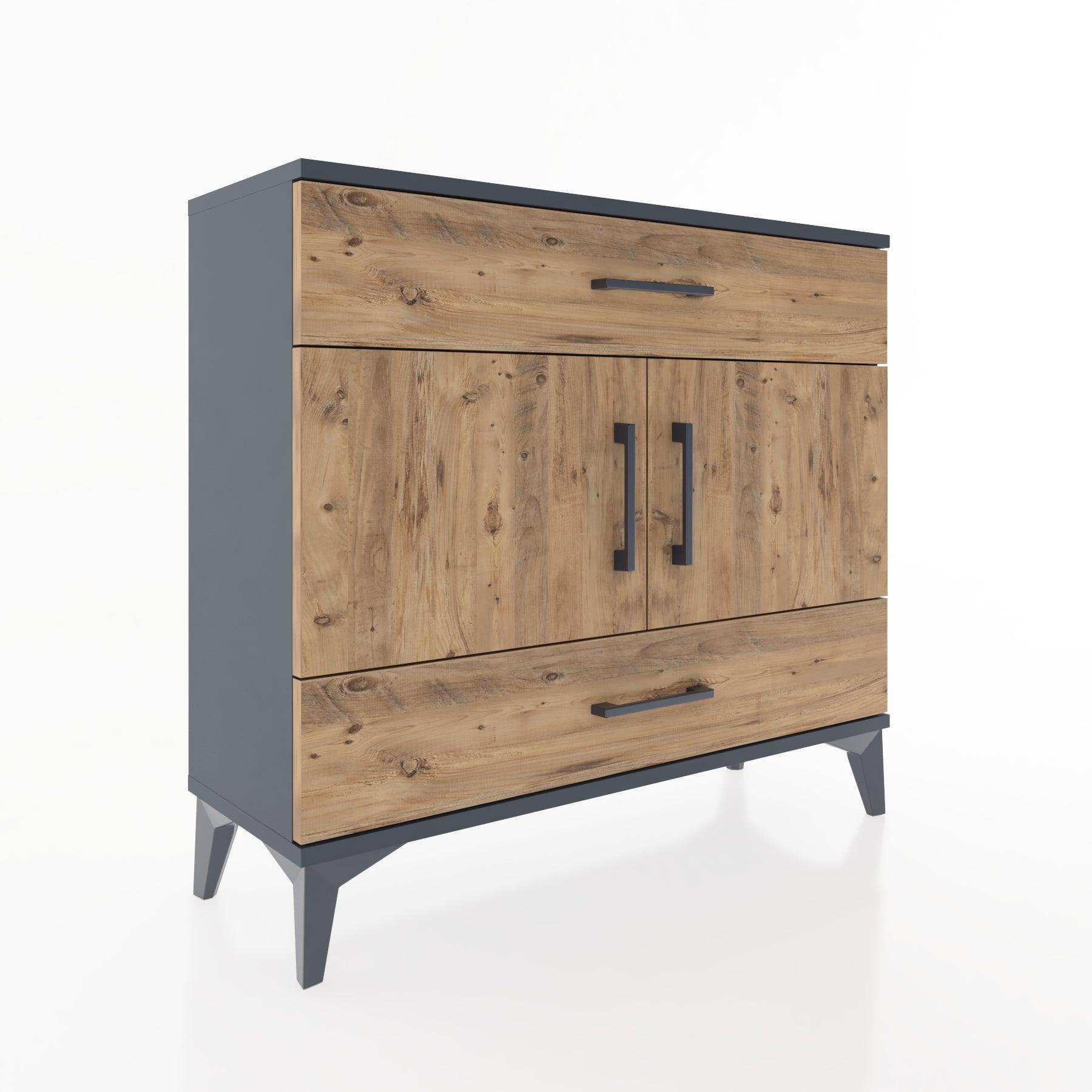 Woodntry Modüler Şifonyer Çekmece ve Kapaklı T2 88x30x94 cm Antrasit - Woodntry