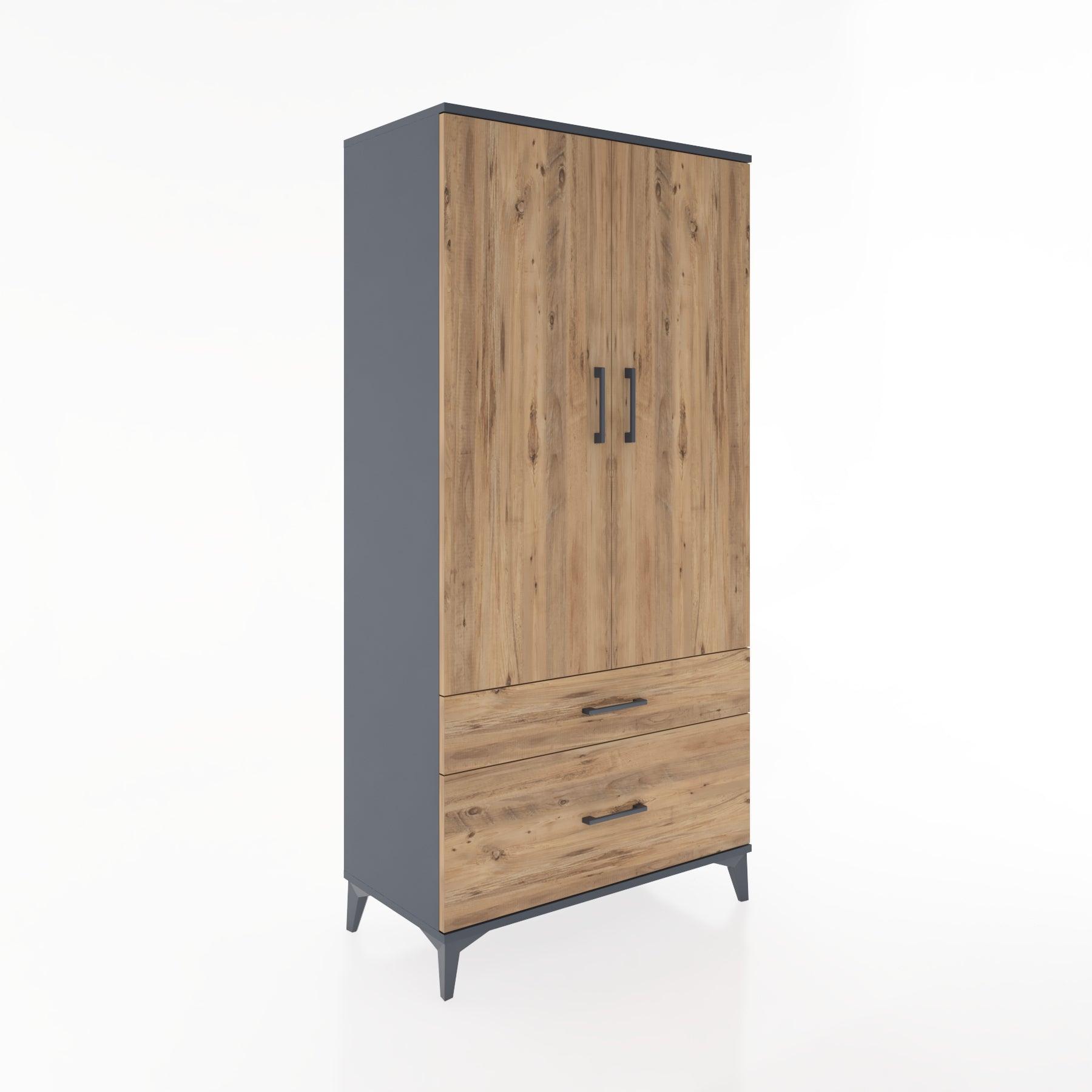 Woodntry Modular Cabinet Anthracite 88x44x170 cm with Doors and Drawers KC15-2