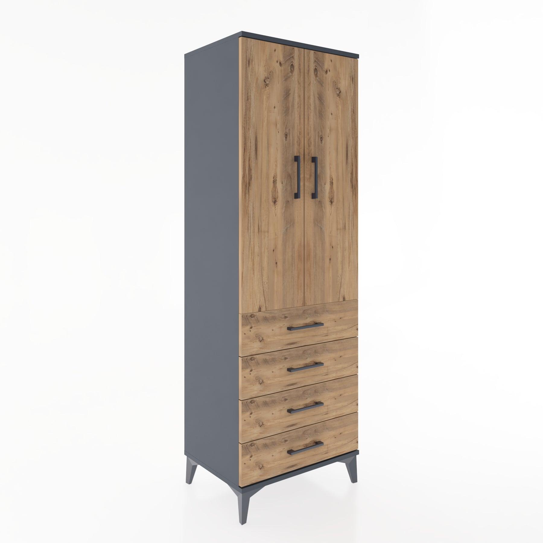 Woodntry Modular Cabinet Anthracite 60x44x170 cm with Doors and Drawers KC5-2