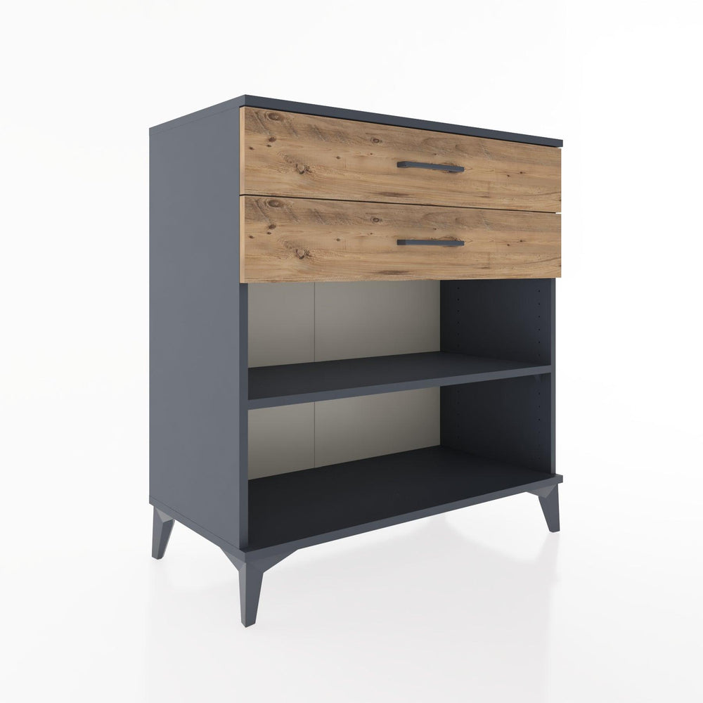 Woodntry Modüler Şifonyer Antrasit 88x44x84 cm Çekmeceli ve Raflı CR14-2