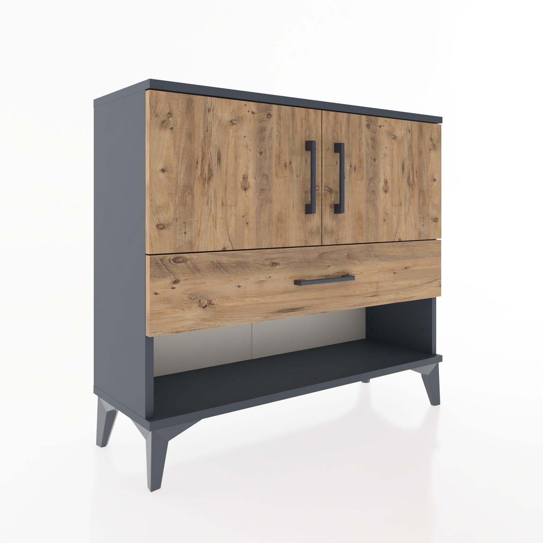 Woodntry Modüler Şifonyer Kapak ve Çekmeceli V4 88x30x68 cm Antrasit - Woodntry